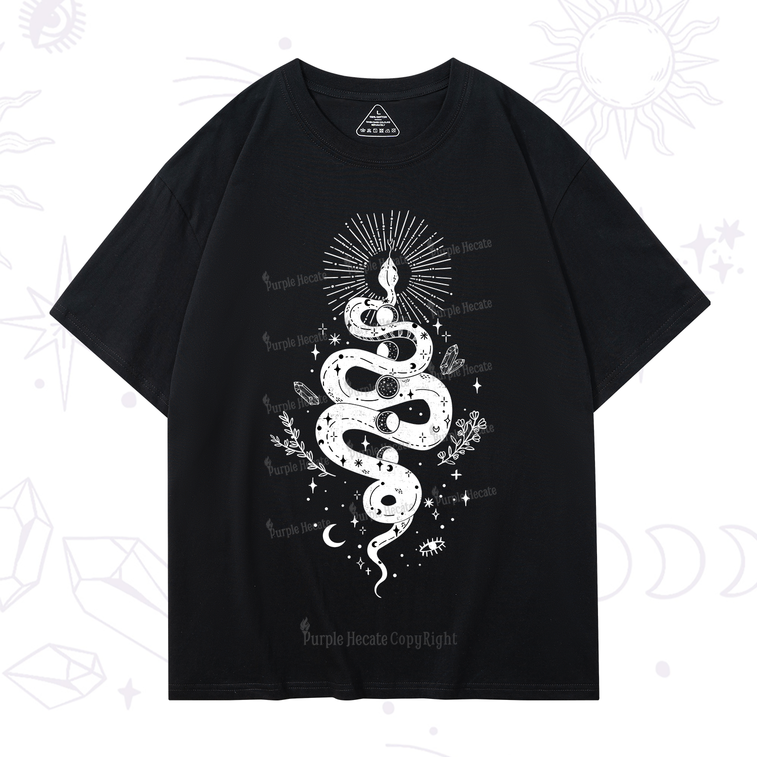 Purplehecate Mystical Moon Phases Snake T-Shirt