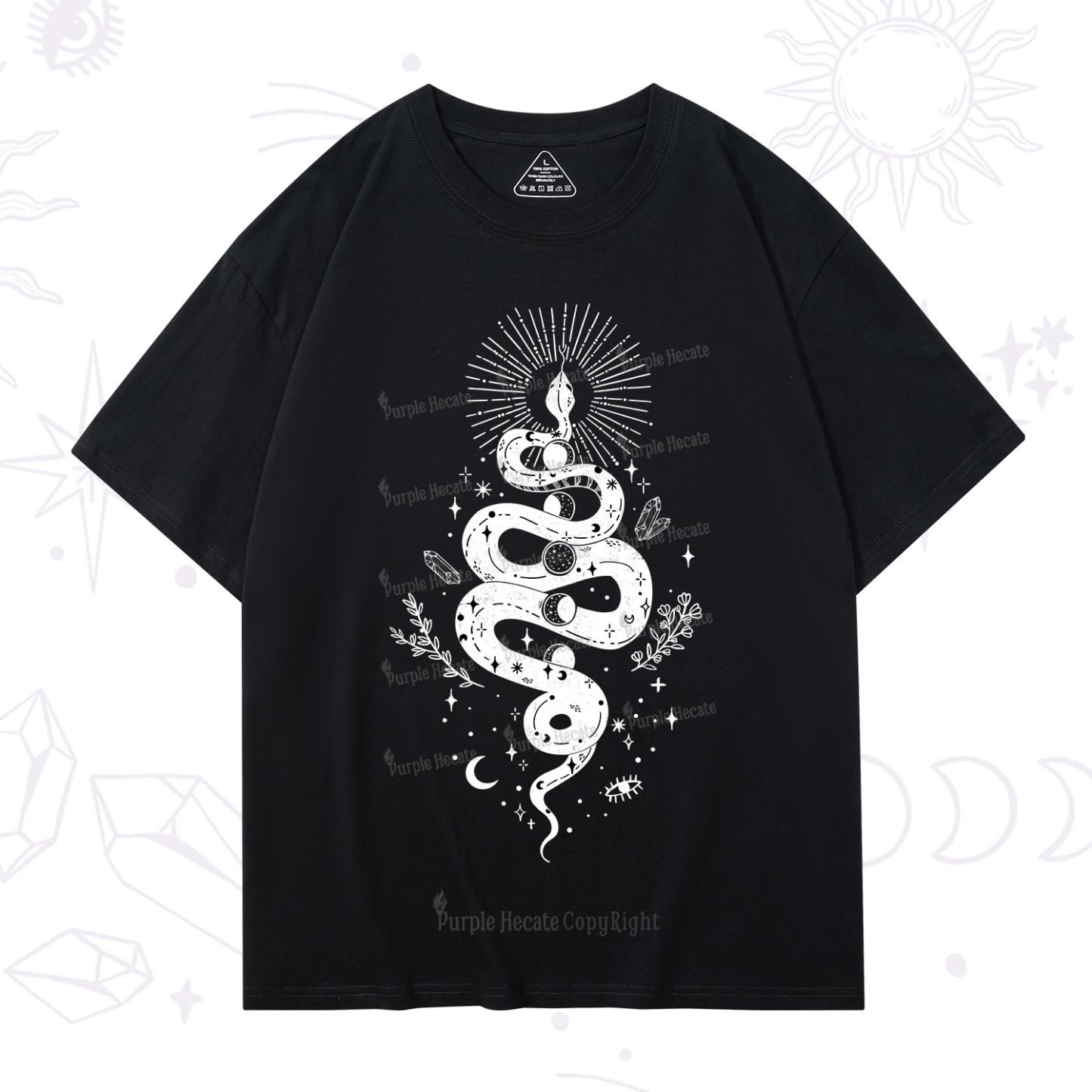 Purplehecate Mystical Moon Phases Snake T-Shirt