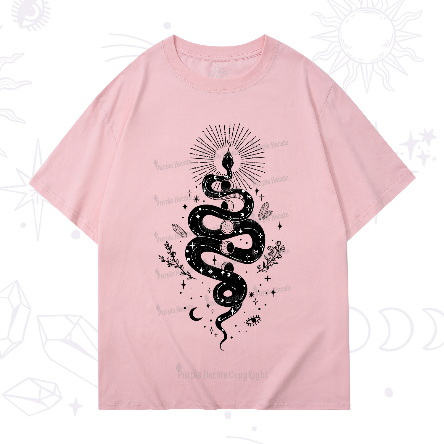 Purplehecate Mystical Moon Phases Snake T-Shirt