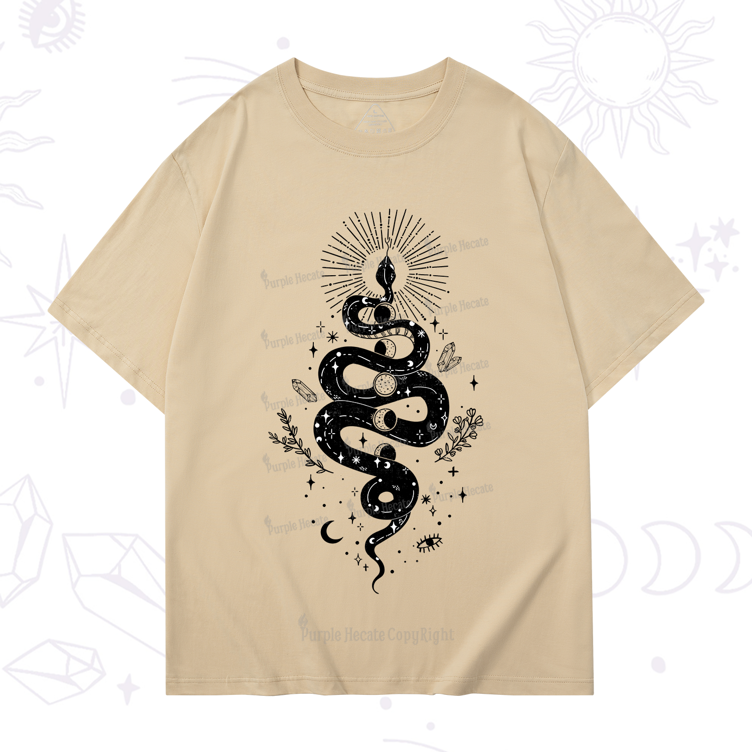 Purplehecate Mystical Moon Phases Snake T-Shirt