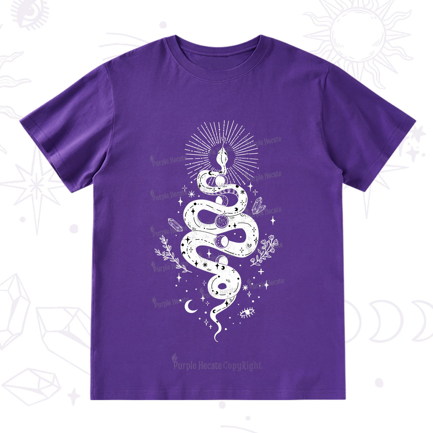 Purplehecate Mystical Moon Phases Snake T-Shirt