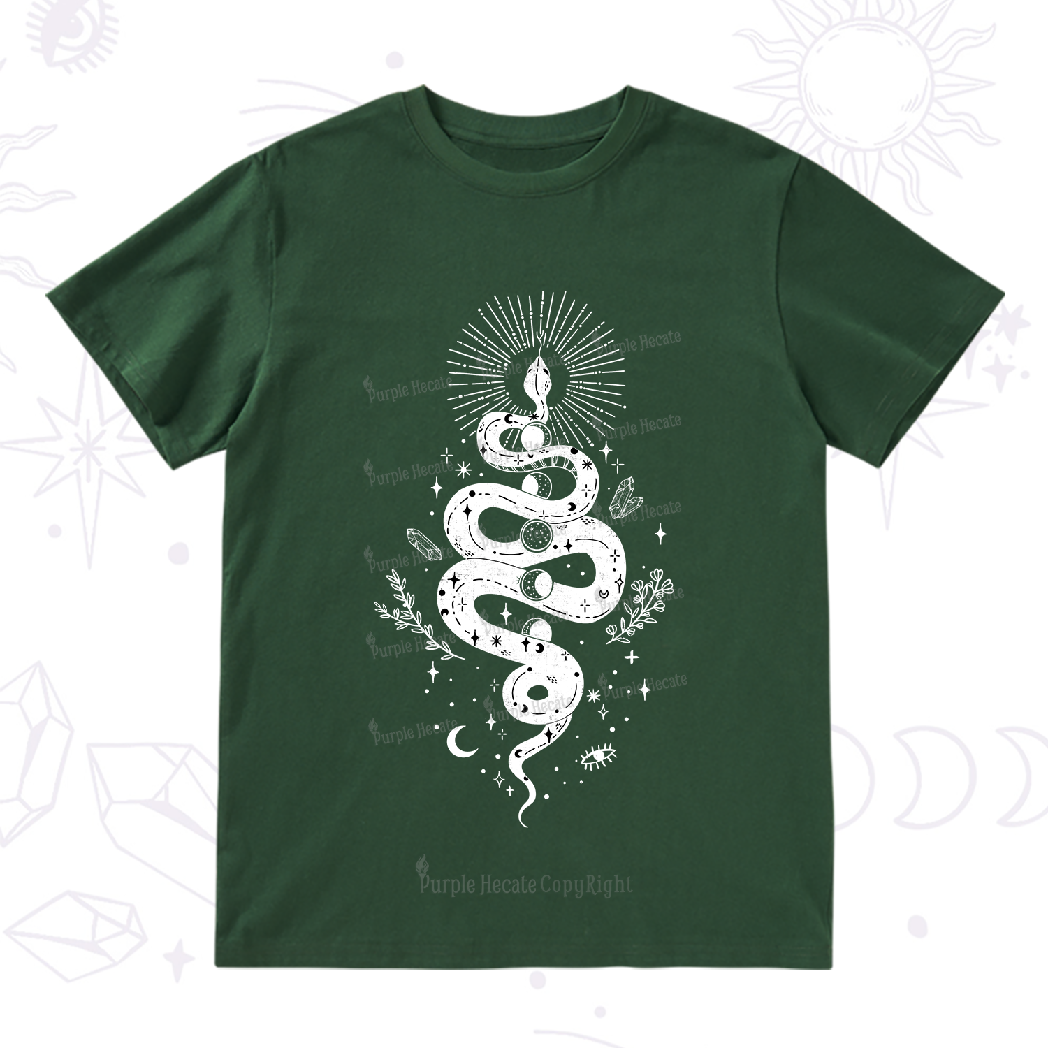 Purplehecate Mystical Moon Phases Snake T-Shirt
