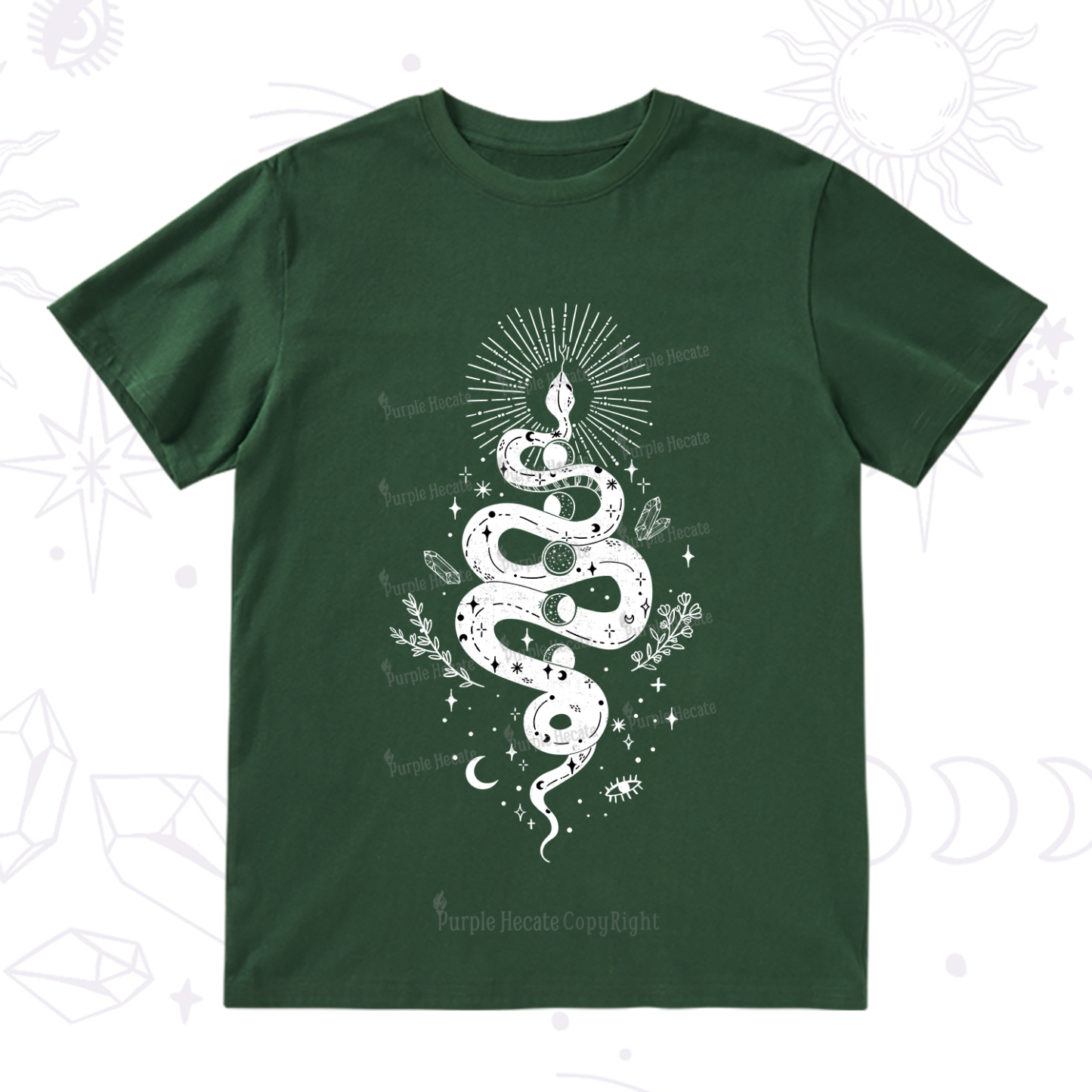 Purplehecate Mystical Moon Phases Snake T-Shirt