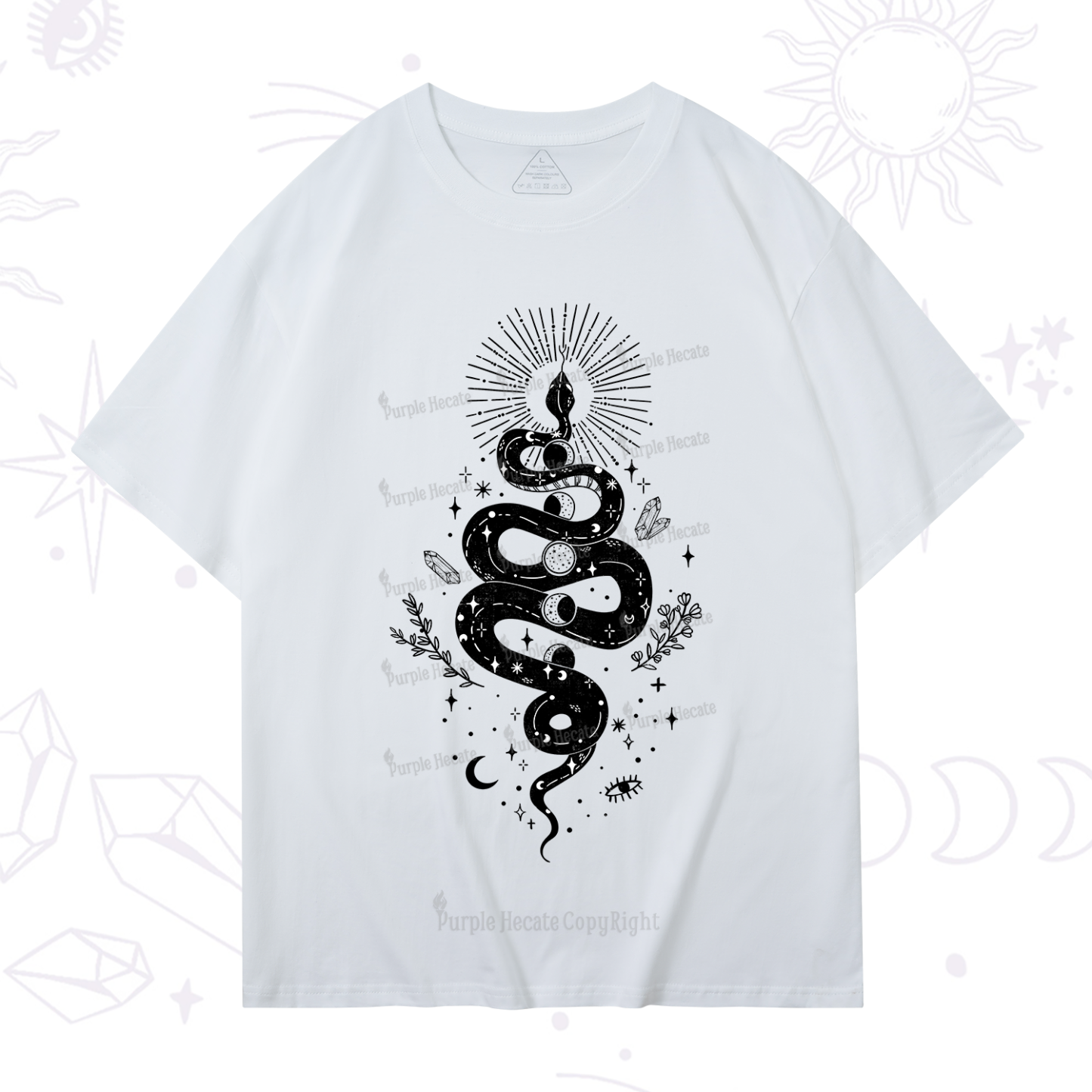 Purplehecate Mystical Moon Phases Snake T-Shirt