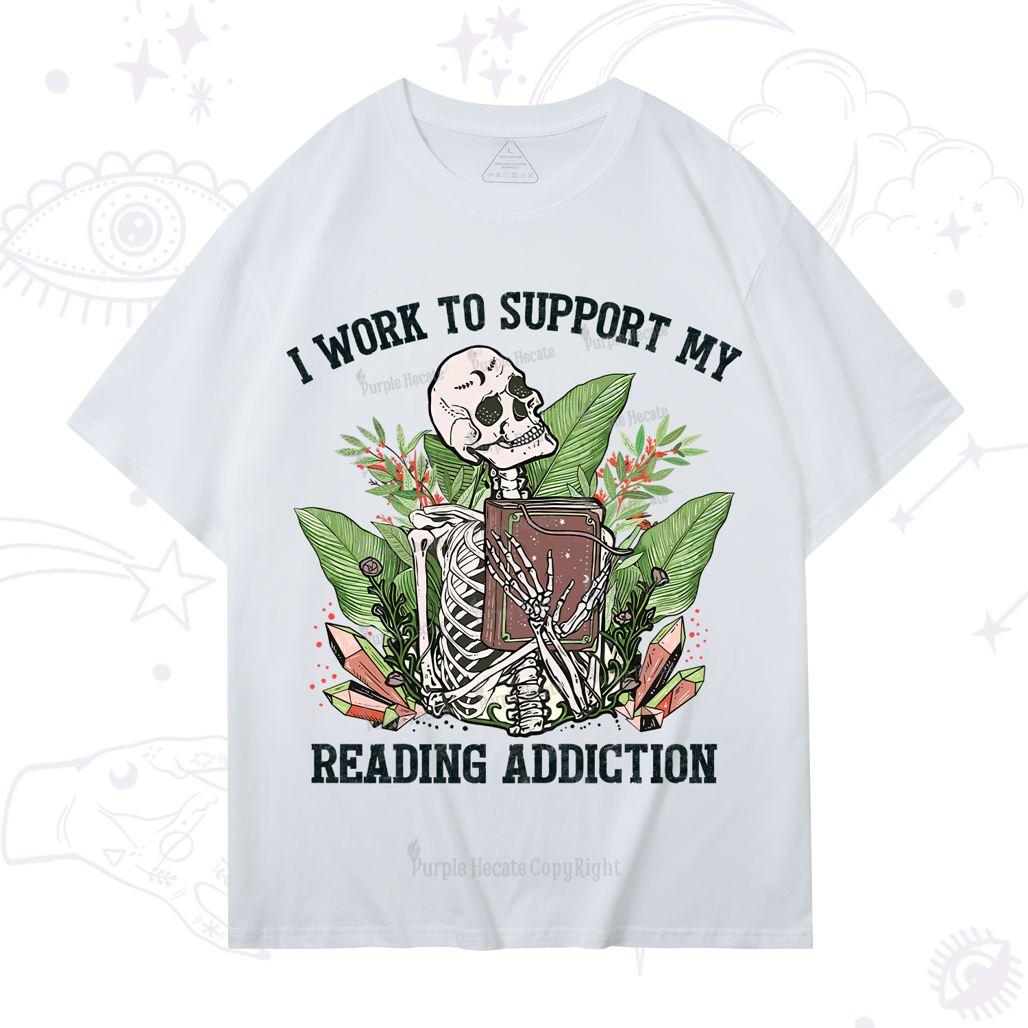 Purplehecate I Work Support My Reading Addiction T-Shirt