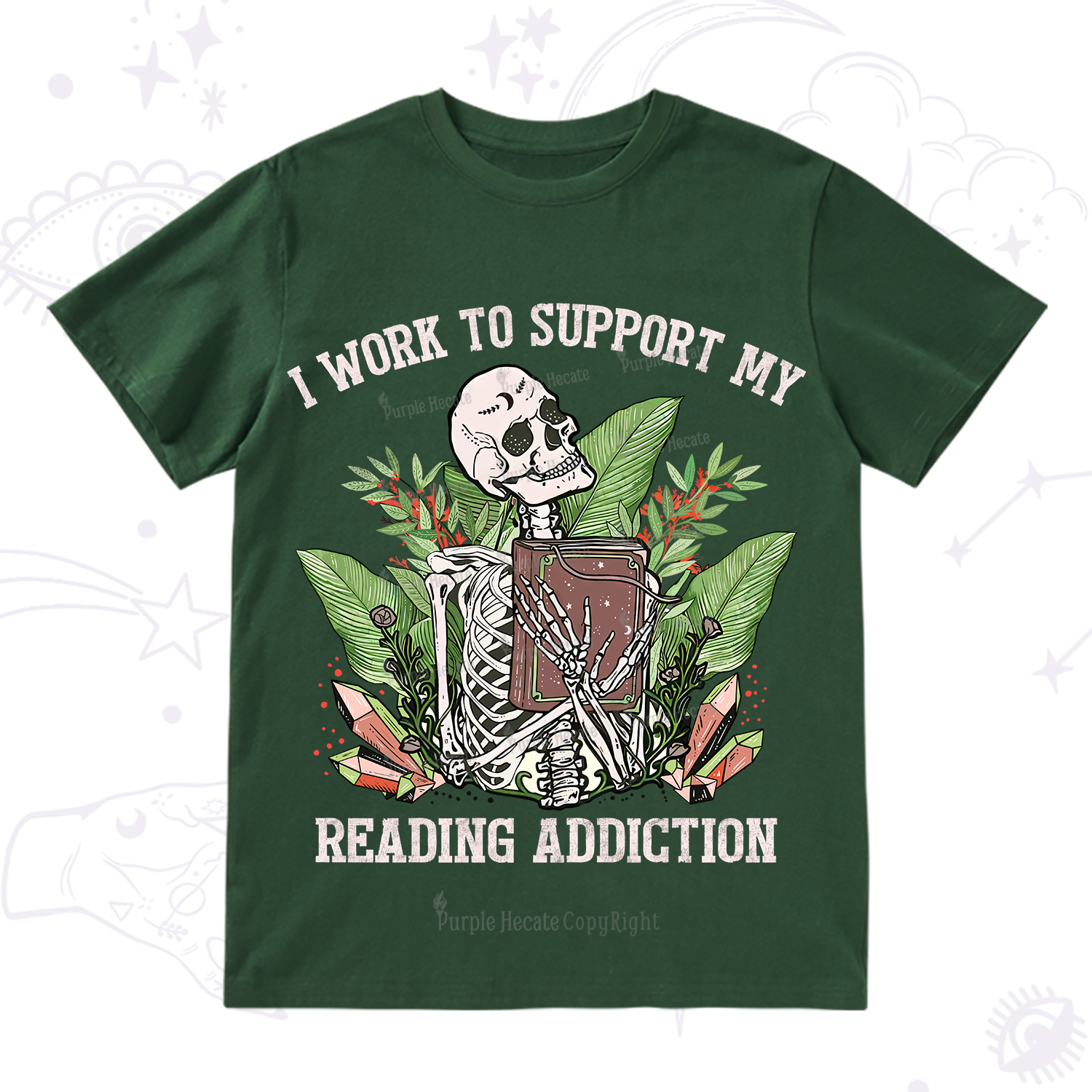 Purplehecate I Work Support My Reading Addiction T-Shirt