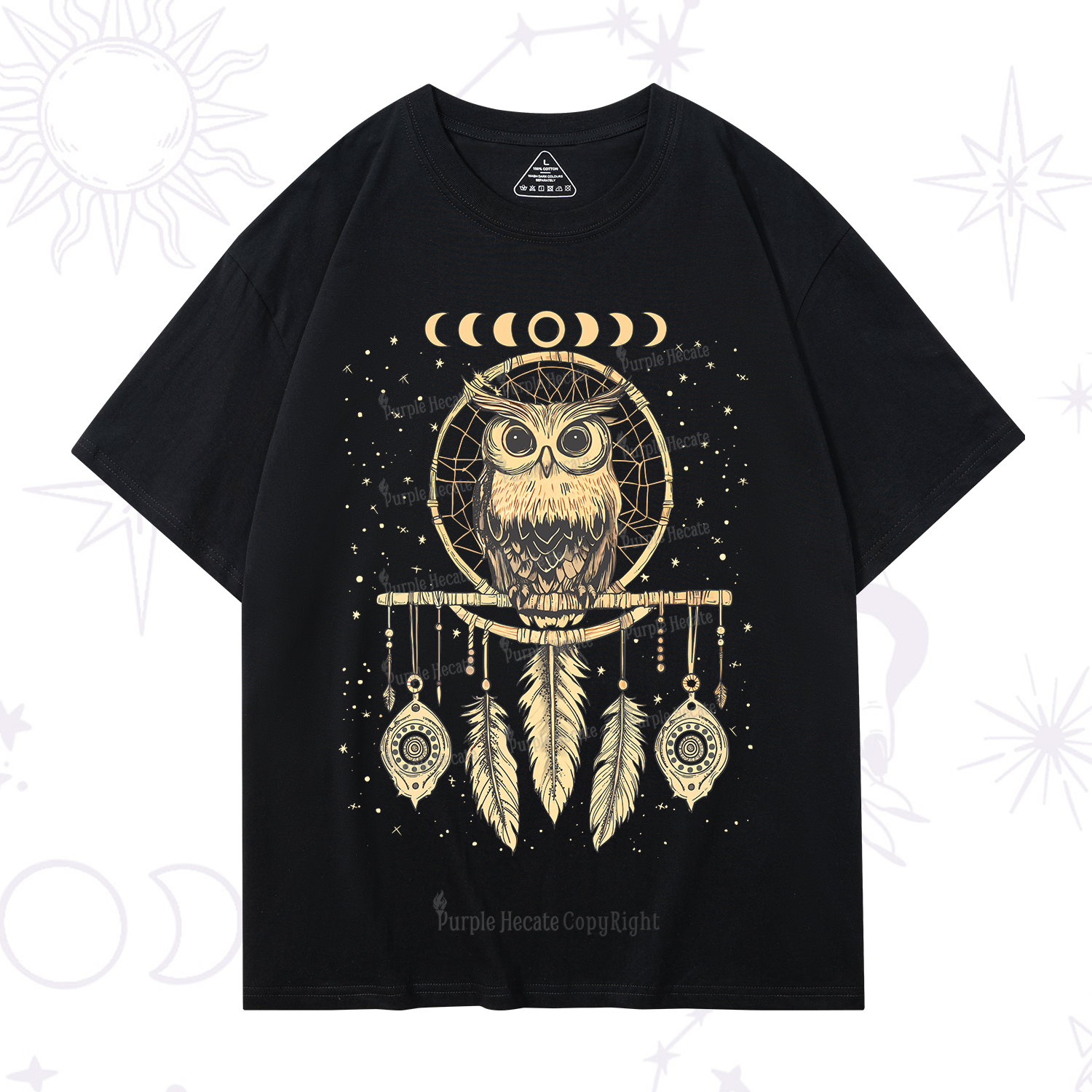 Purplehecate Luna Owl Dream Catcher T-Shirt
