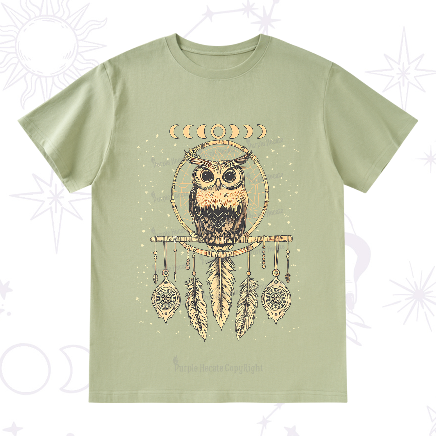 Purplehecate Luna Owl Dream Catcher T-Shirt
