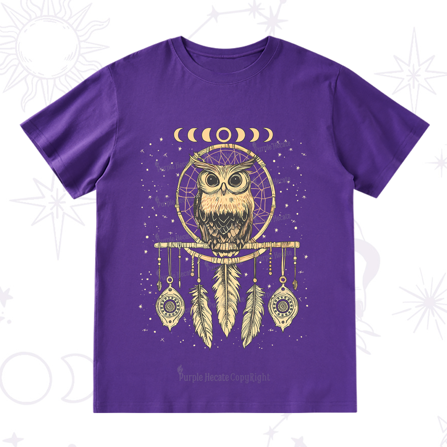 Purplehecate Luna Owl Dream Catcher T-Shirt