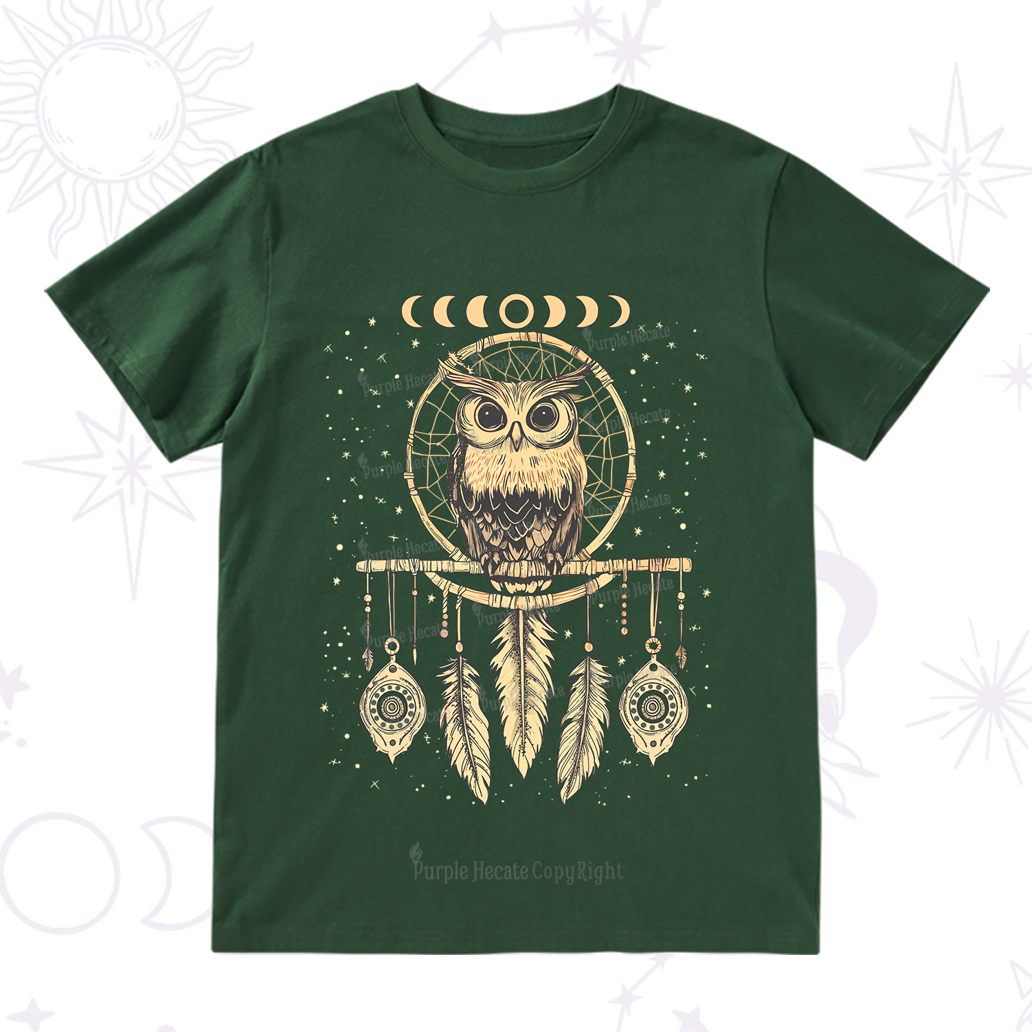 Purplehecate Luna Owl Dream Catcher T-Shirt