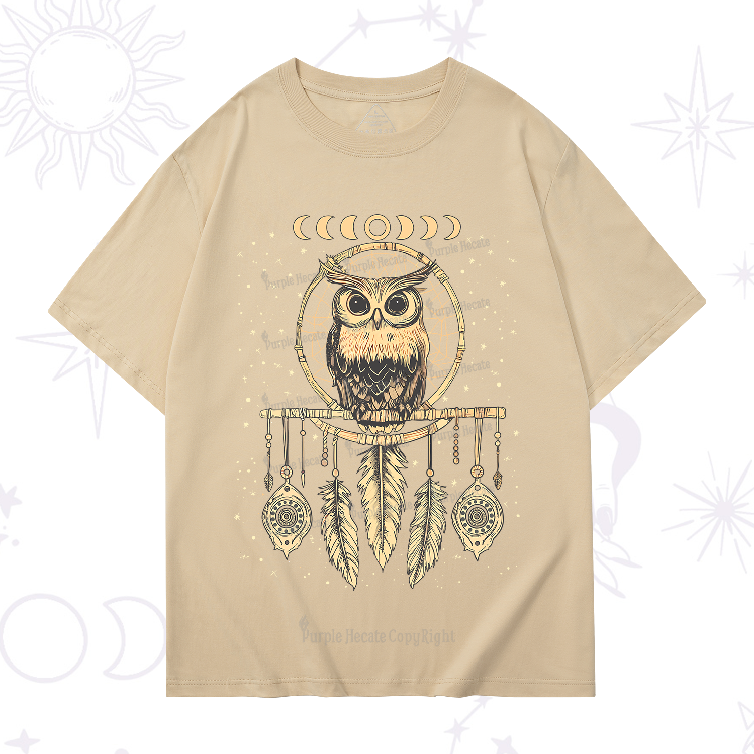 Purplehecate Luna Owl Dream Catcher T-Shirt