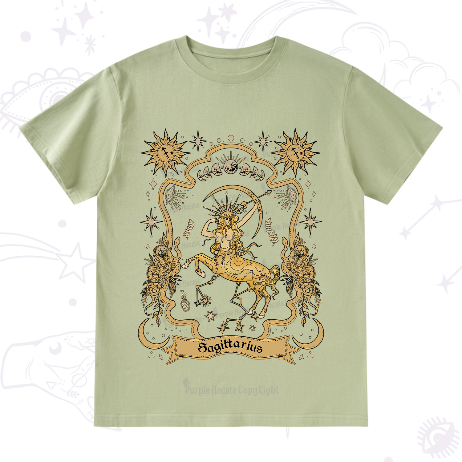 Purplehecate Sagittarius' Astral Mirage Zodiac T-Shirt
