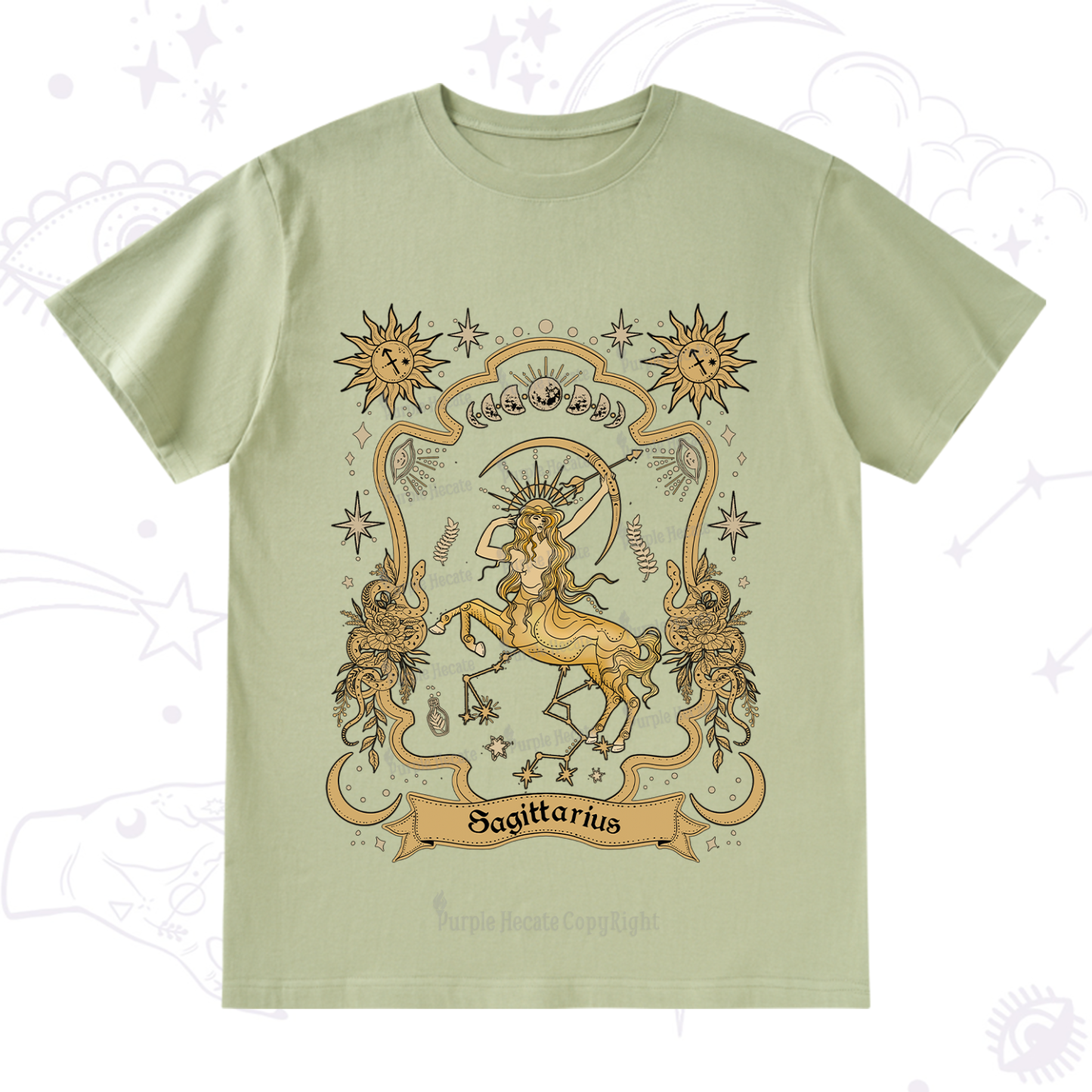 Purplehecate Sagittarius' Astral Mirage Zodiac T-Shirt