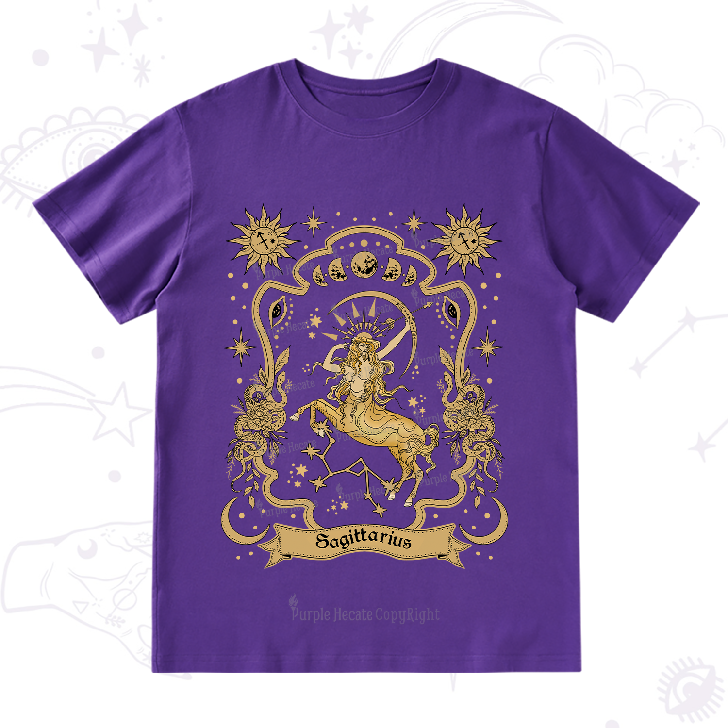Purplehecate Sagittarius' Astral Mirage Zodiac T-Shirt