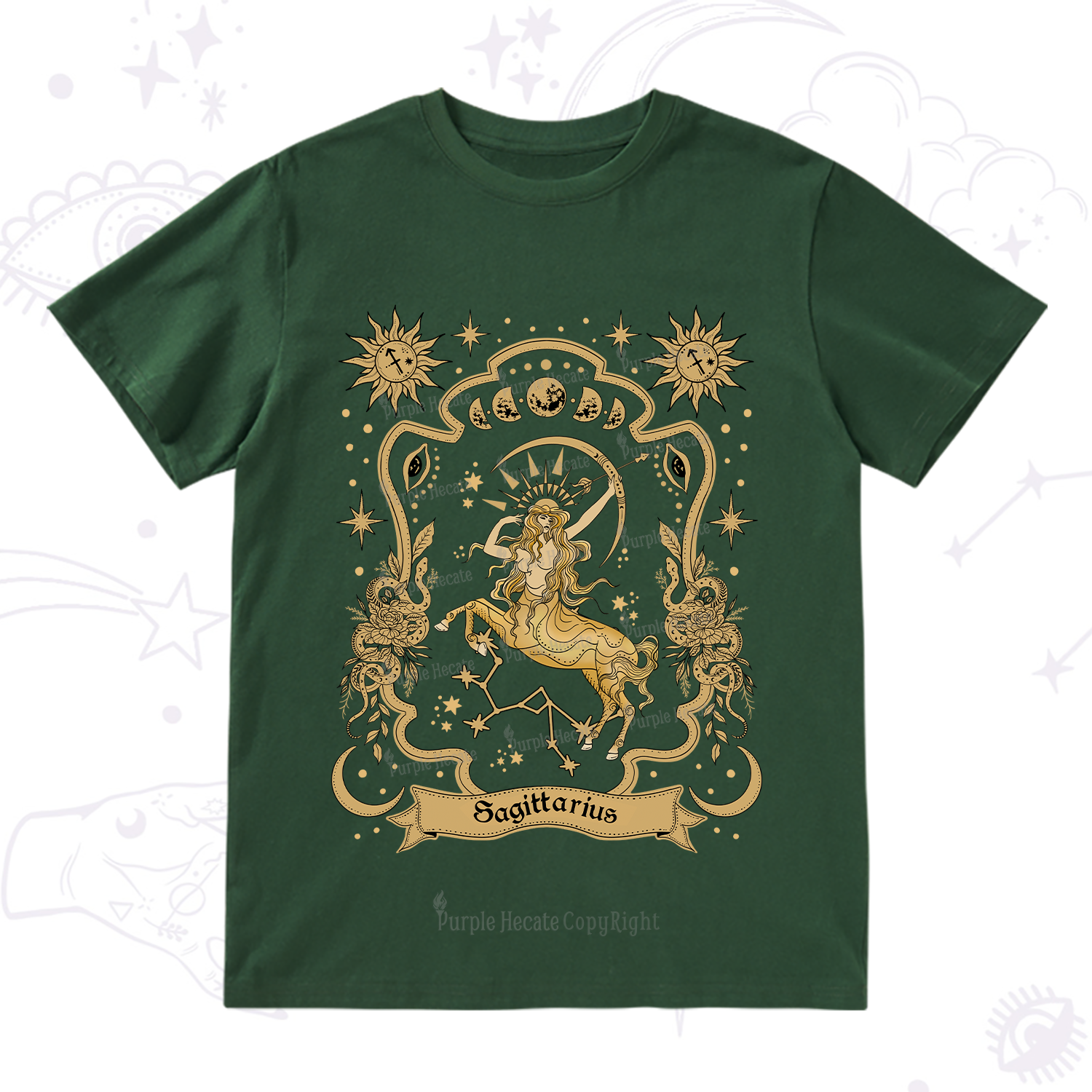 Purplehecate Sagittarius' Astral Mirage Zodiac T-Shirt