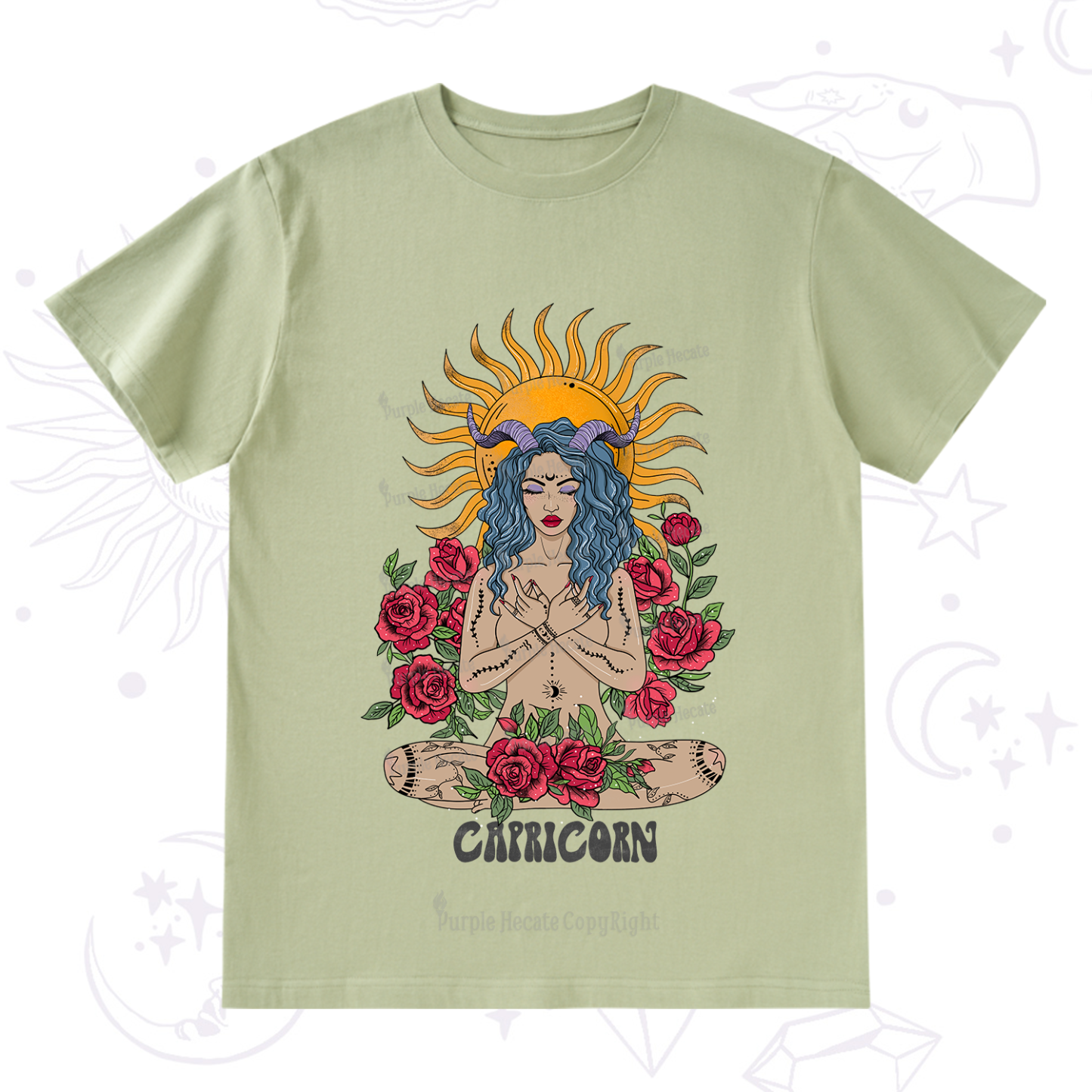 Purplehecate Sun Guardian Of Capricorn Zodiac T-Shirt
