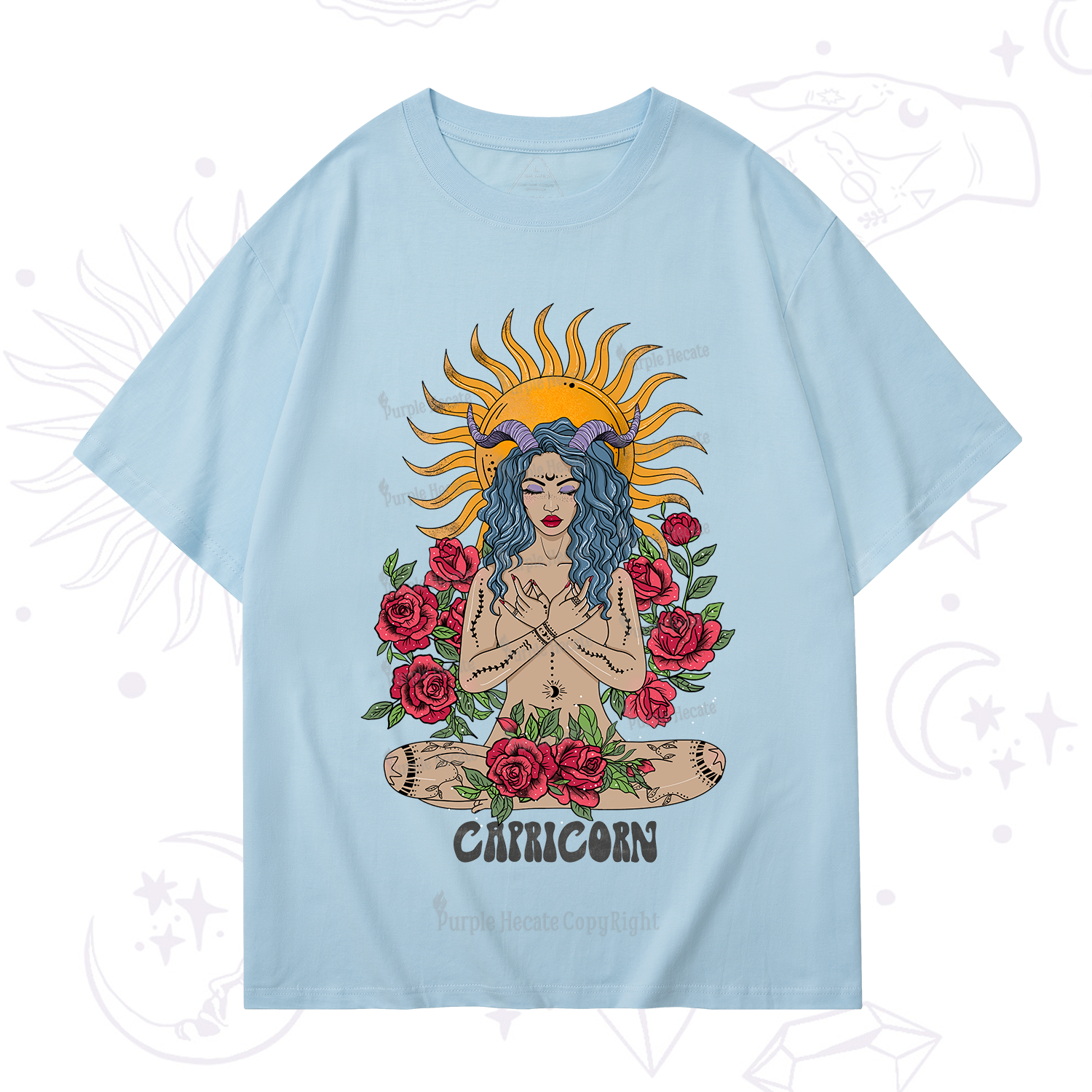 Purplehecate Sun Guardian Of Capricorn Zodiac T-Shirt
