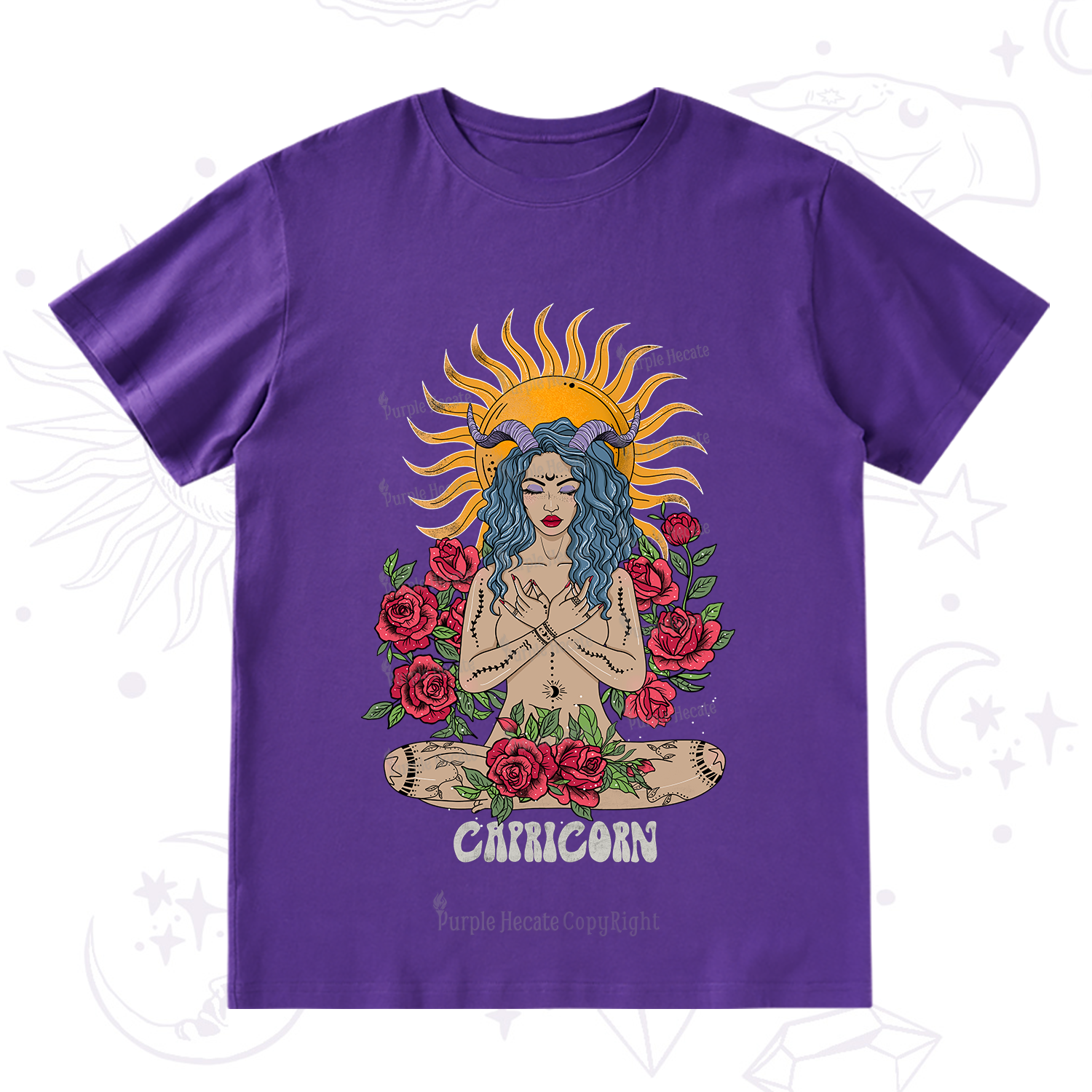 Purplehecate Sun Guardian Of Capricorn Zodiac T-Shirt