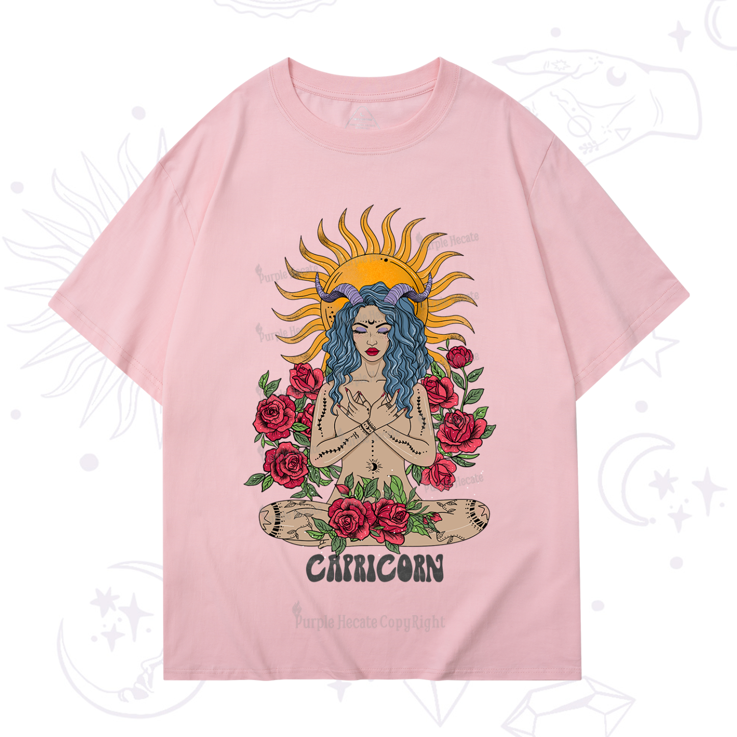 Purplehecate Sun Guardian Of Capricorn Zodiac T-Shirt