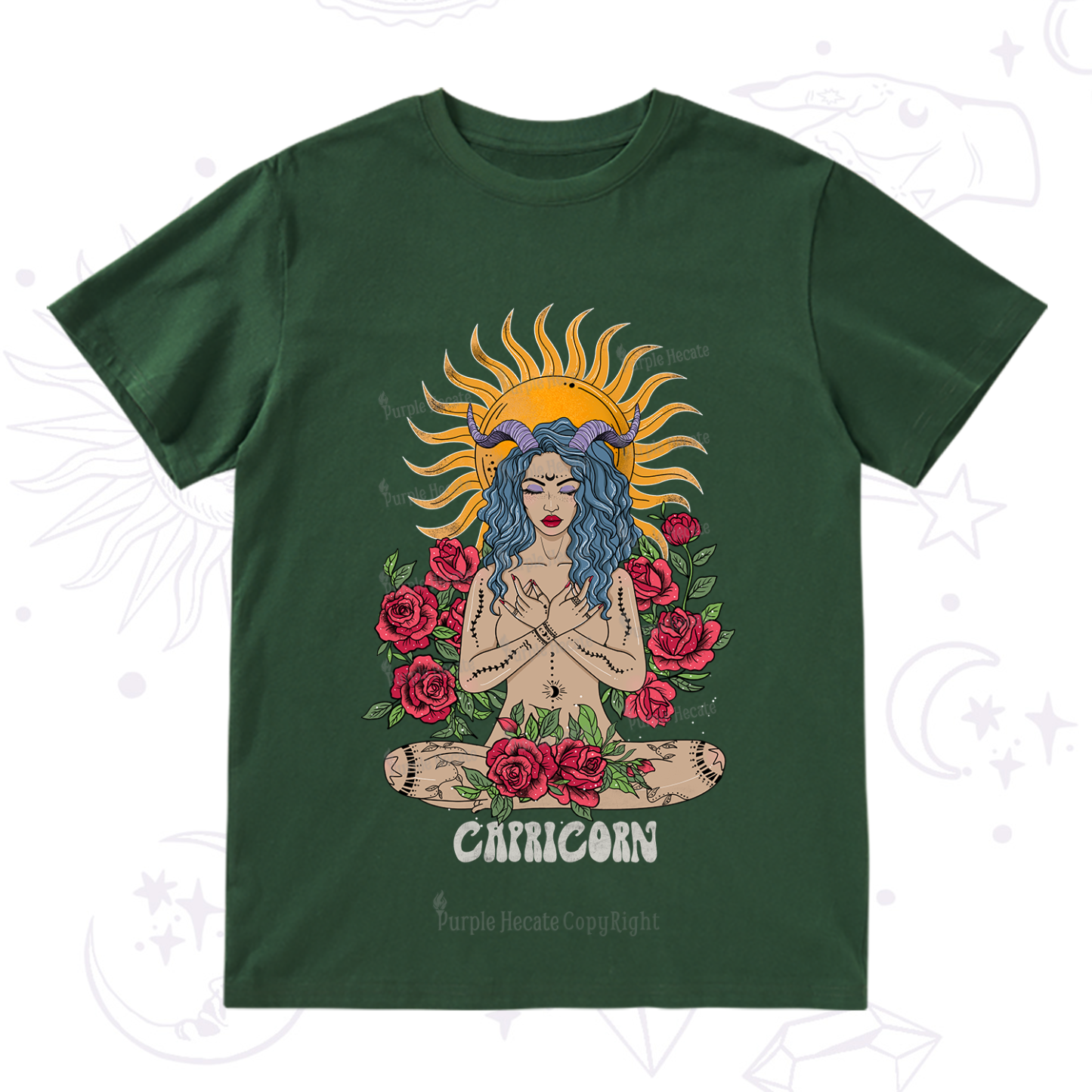 Purplehecate Sun Guardian Of Capricorn Zodiac T-Shirt