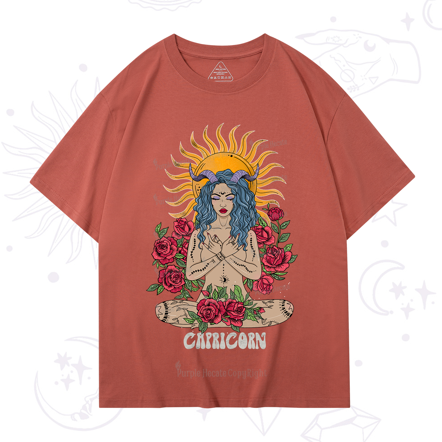 Purplehecate Sun Guardian Of Capricorn Zodiac T-Shirt