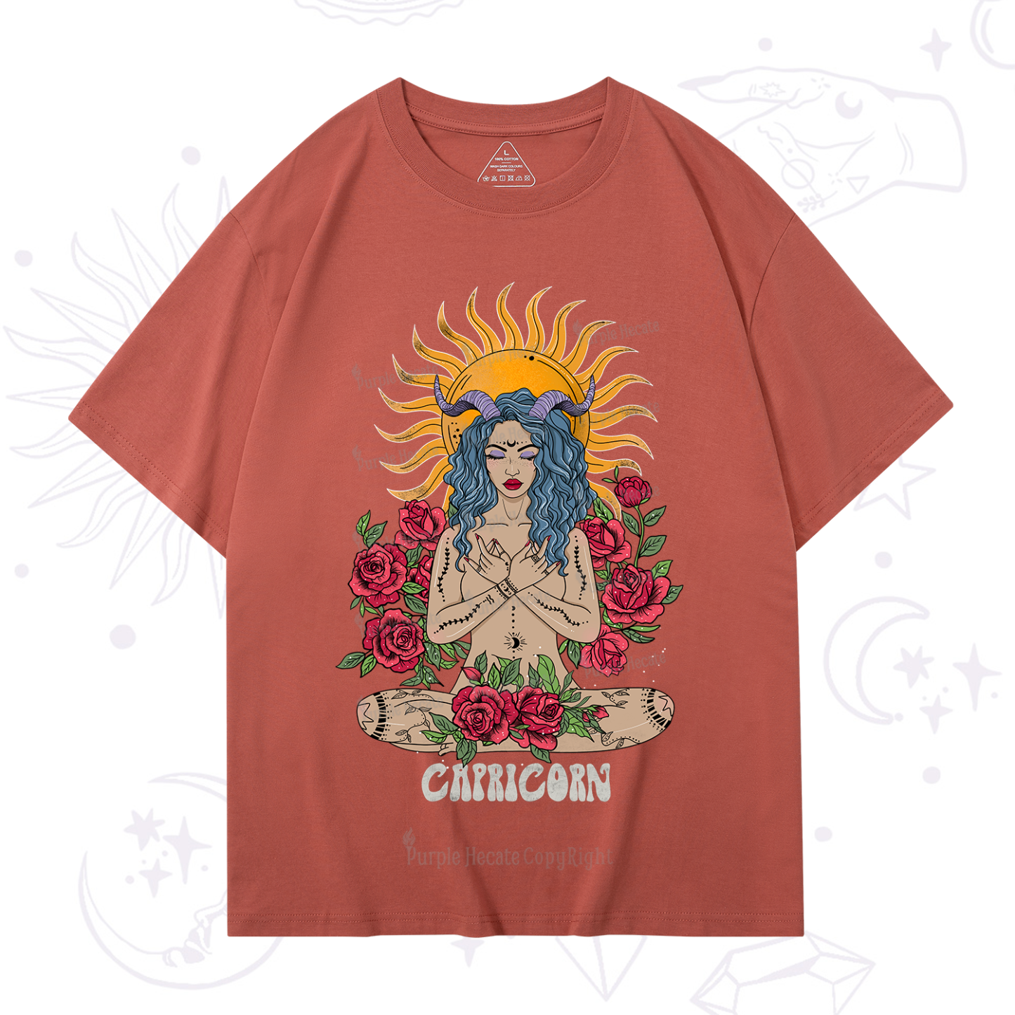 Purplehecate Sun Guardian Of Capricorn Zodiac T-Shirt