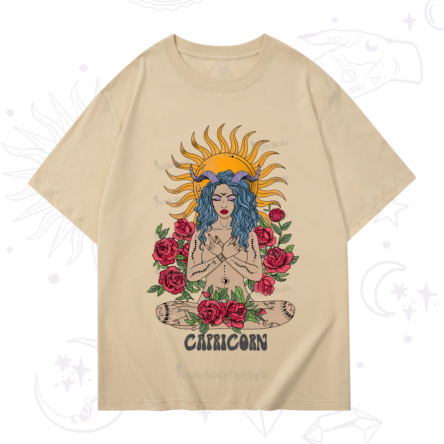 Purplehecate Sun Guardian Of Capricorn Zodiac T-Shirt