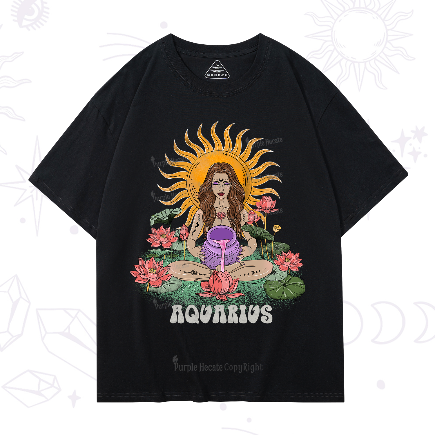Purplehecate Sun Guardian Of Aquarius Zodiac T-Shirt