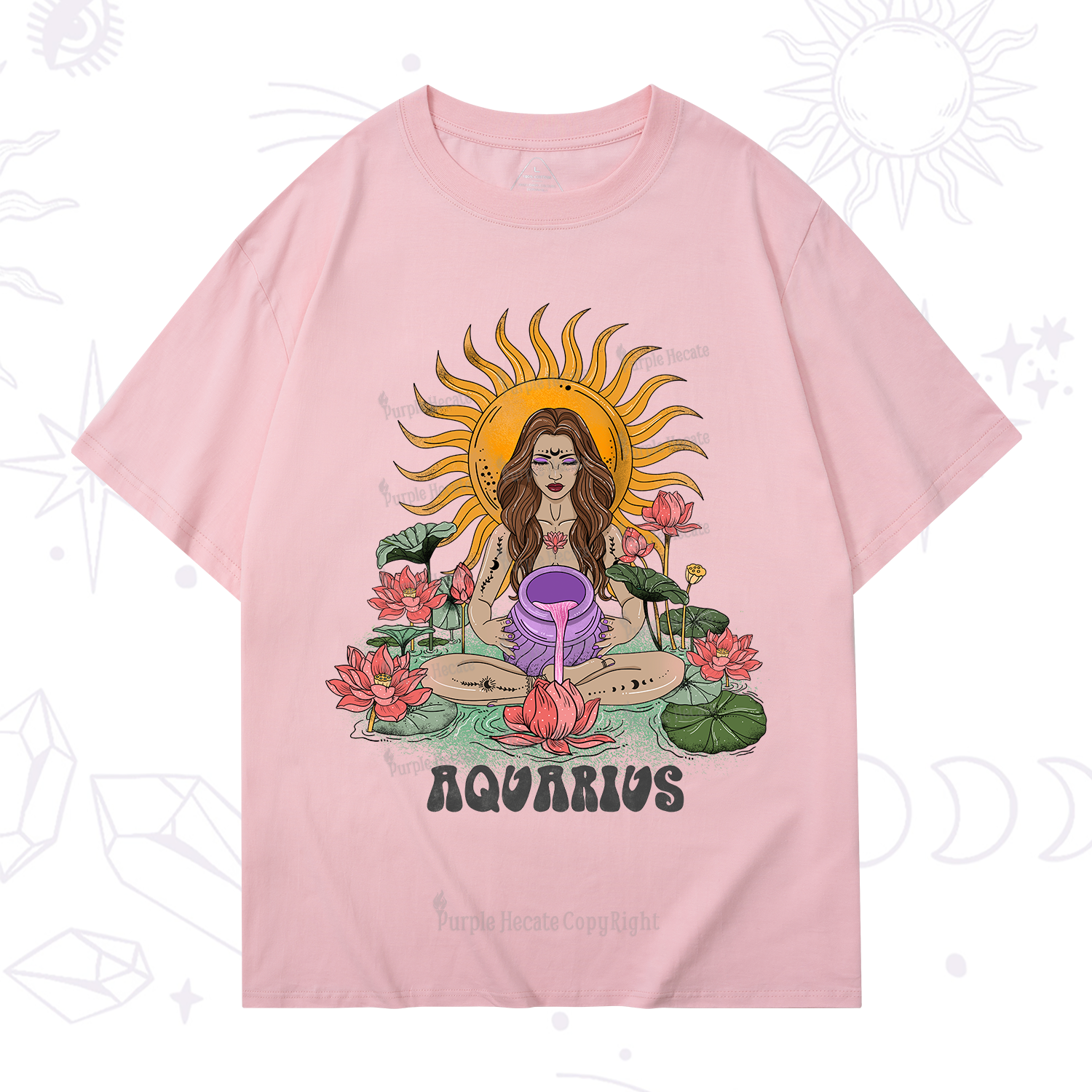Purplehecate Sun Guardian Of Aquarius Zodiac T-Shirt