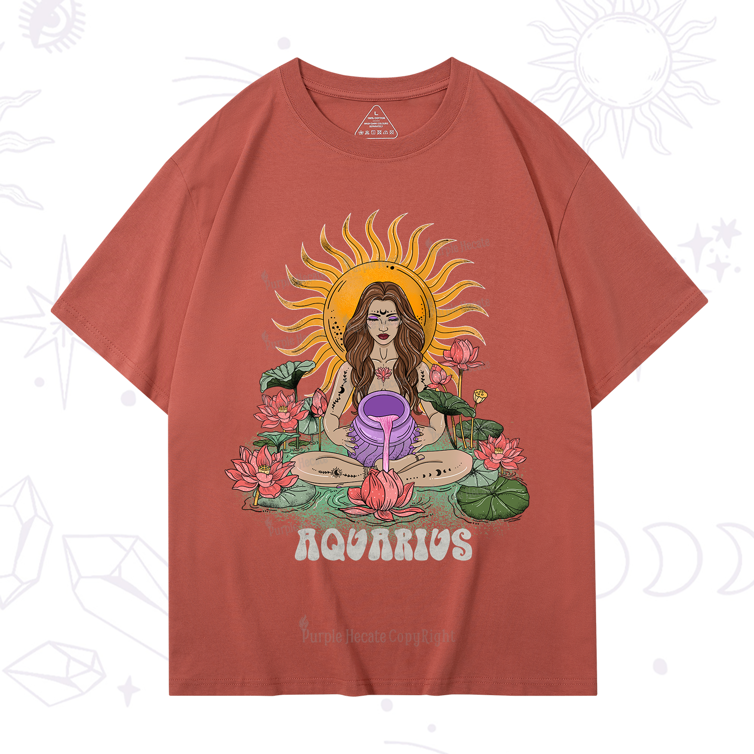 Purplehecate Sun Guardian Of Aquarius Zodiac T-Shirt