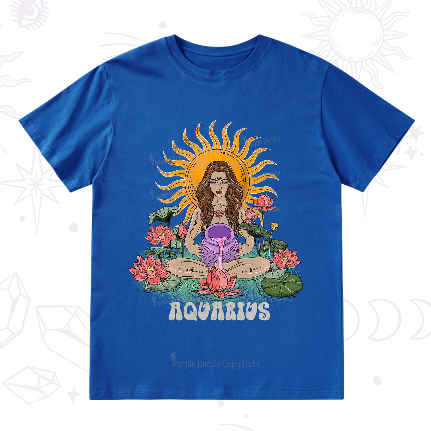 Purplehecate Sun Guardian Of Aquarius Zodiac T-Shirt