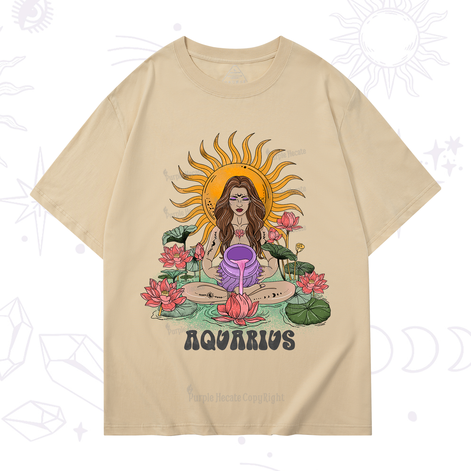 Purplehecate Sun Guardian Of Aquarius Zodiac T-Shirt