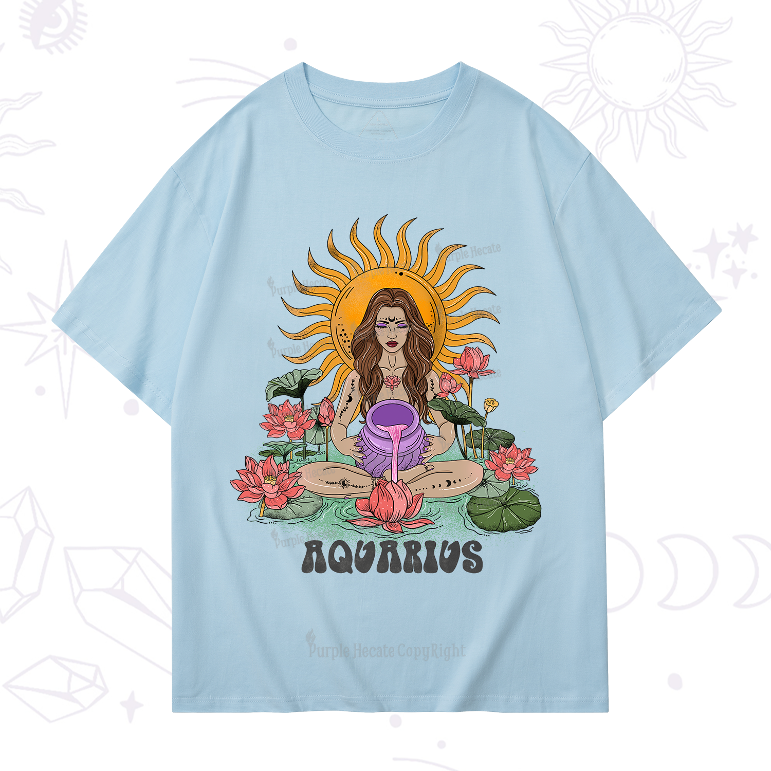 Purplehecate Sun Guardian Of Aquarius Zodiac T-Shirt