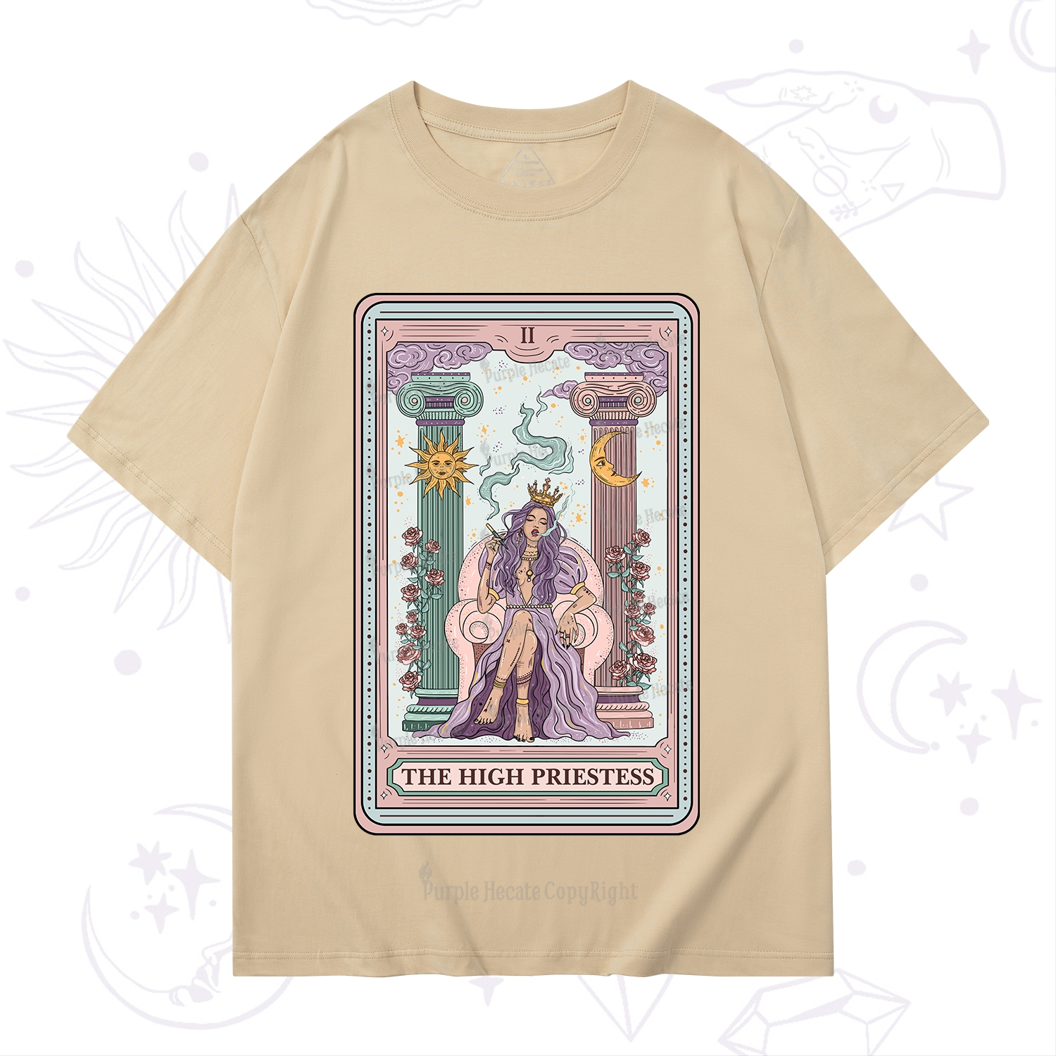 Purplehecate The High Priestess Tarot Card T-Shirt
