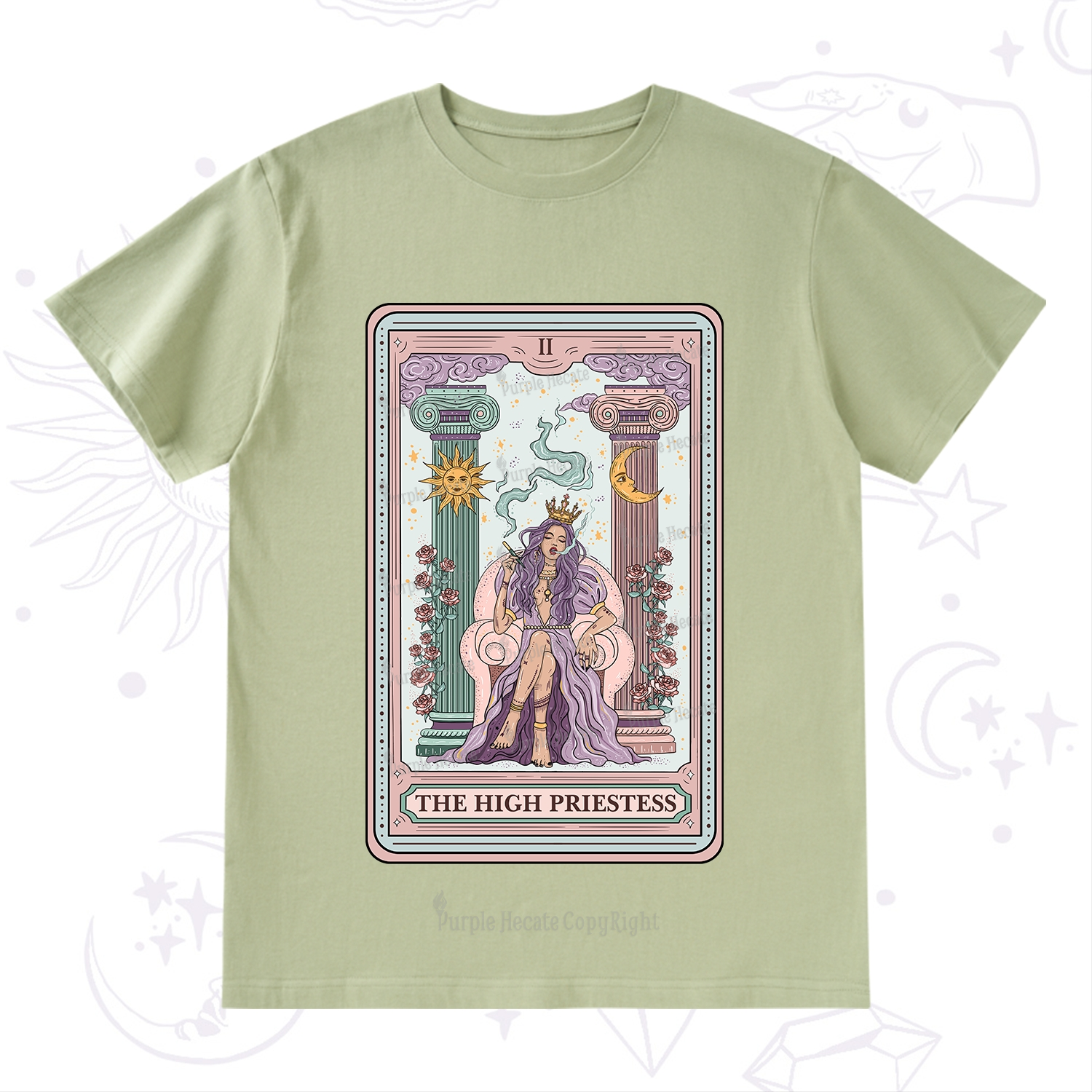 Purplehecate The High Priestess Tarot Card T-Shirt