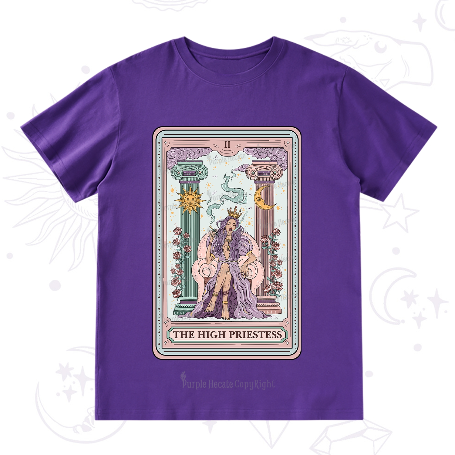 Purplehecate The High Priestess Tarot Card T-Shirt