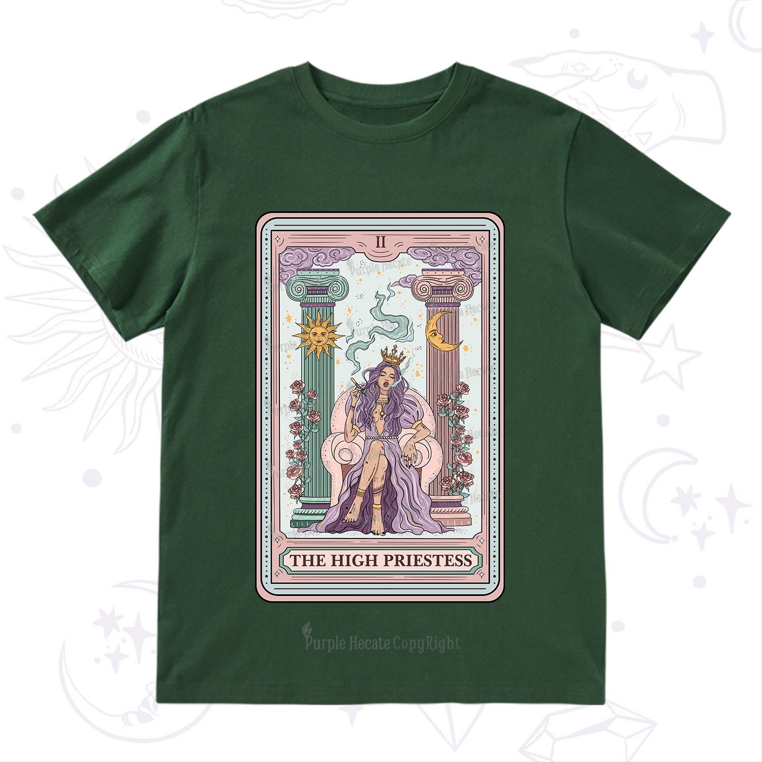 Purplehecate The High Priestess Tarot Card T-Shirt