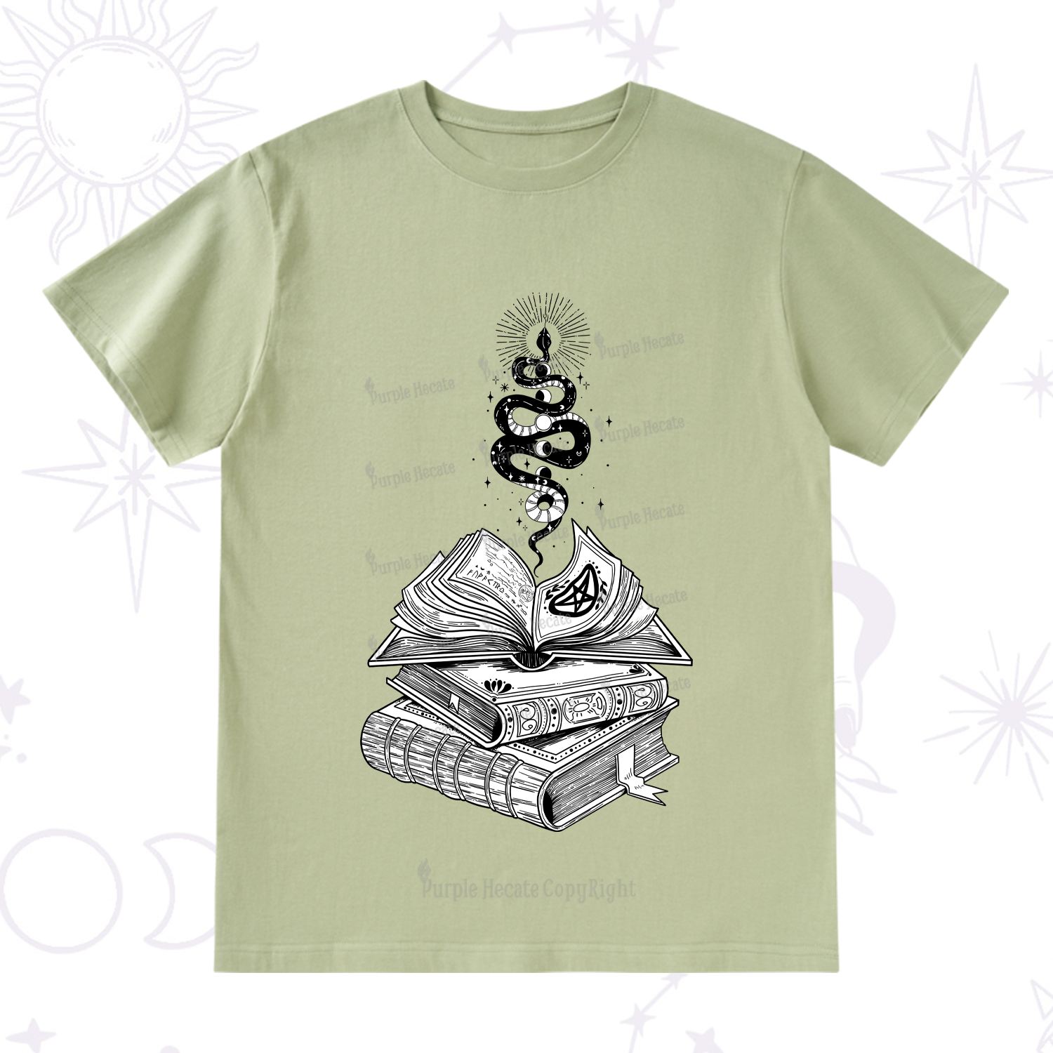 Purplehecate Spellbook And Guardian Serpent T-Shirt