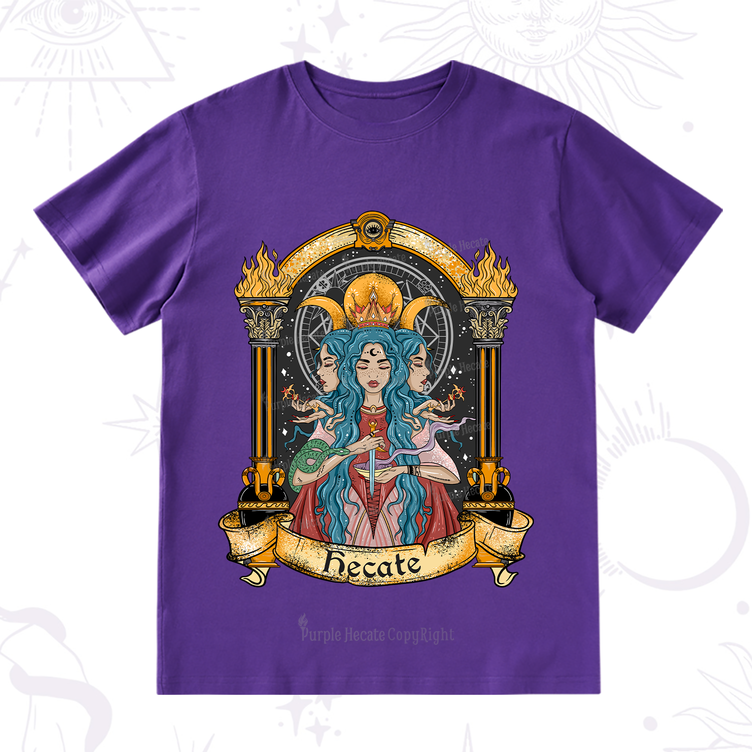 Purplehecate Triple Moon Goddess Hecate T-Shirt