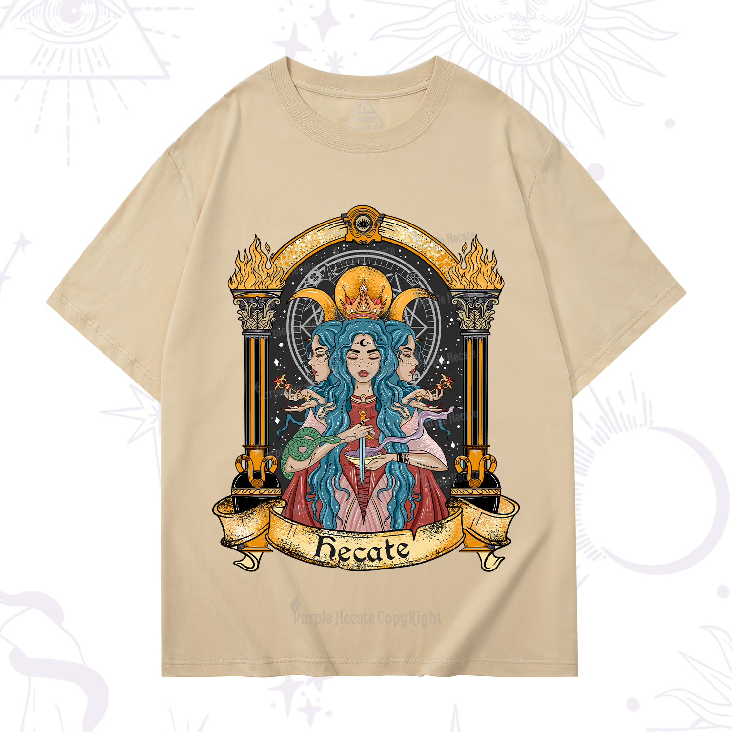 Purplehecate Triple Moon Goddess Hecate T-Shirt