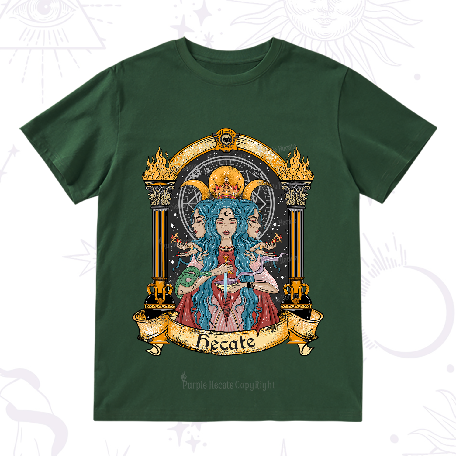 Purplehecate Triple Moon Goddess Hecate T-Shirt