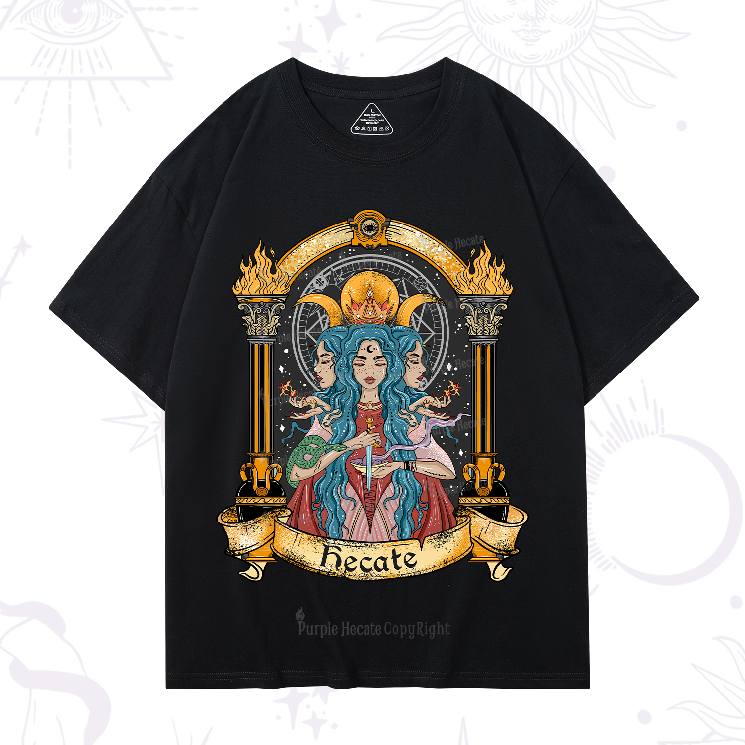 Purplehecate Triple Moon Goddess Hecate T-Shirt