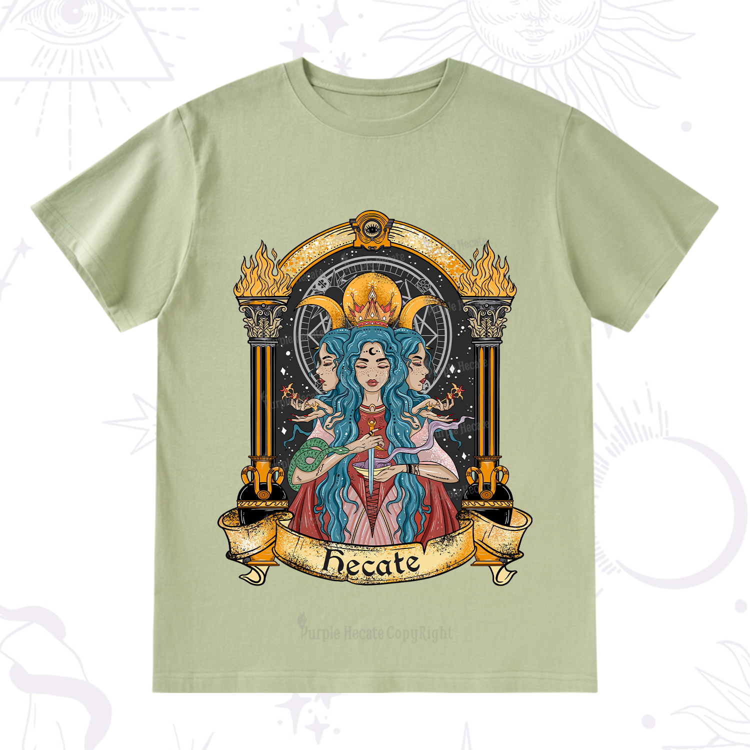 Purplehecate Triple Moon Goddess Hecate T-Shirt