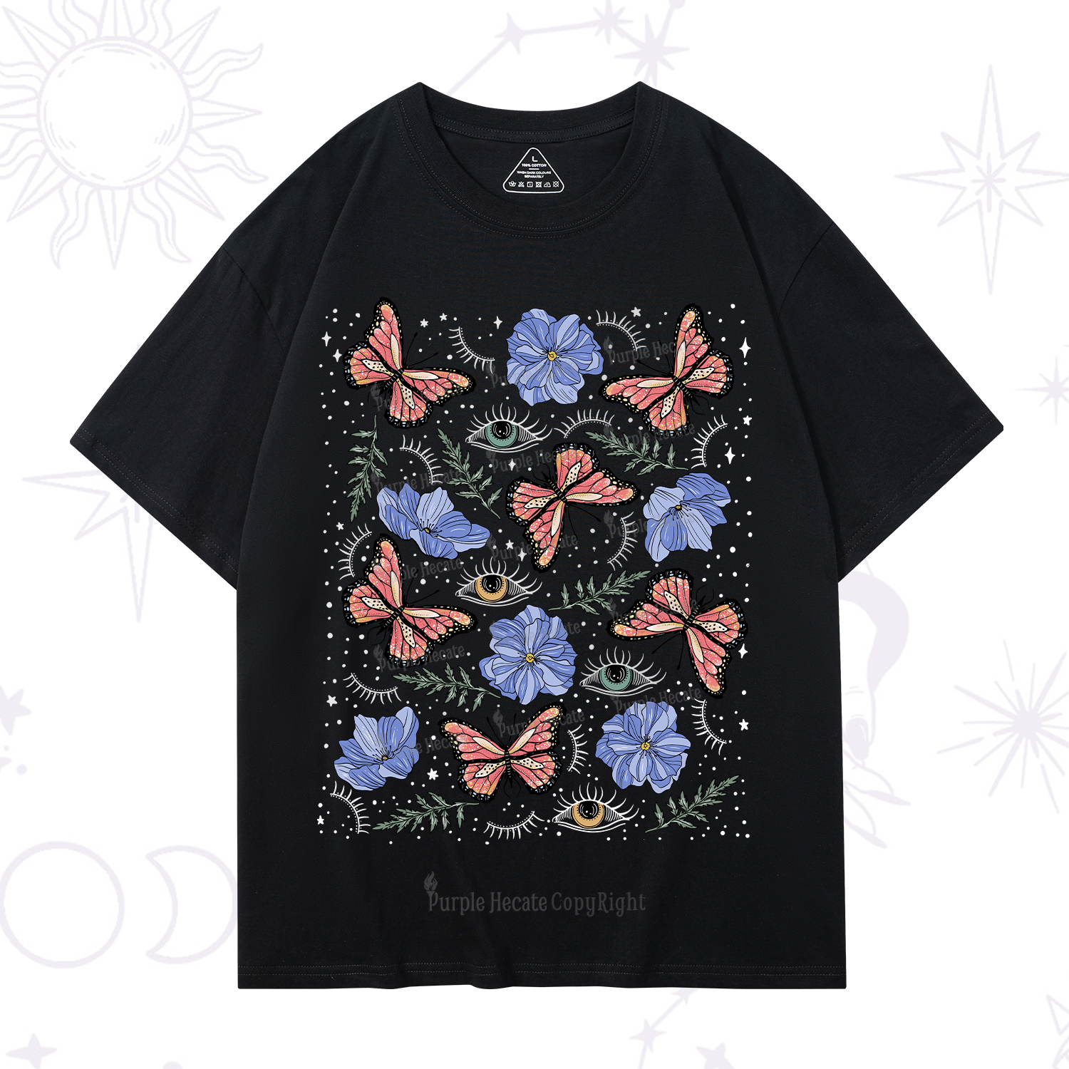 Purplehecate Butterfly Floral T-Shirt