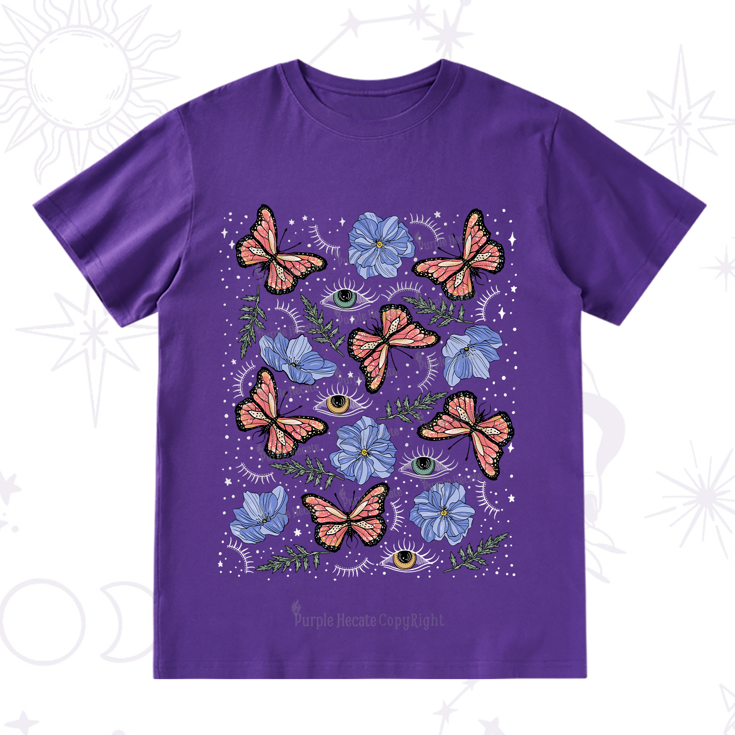 Purplehecate Butterfly Floral T-Shirt