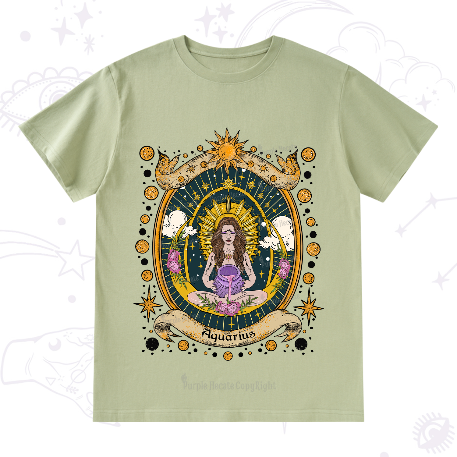 Purplehecate Aquarius Radiance Zodiac T-Shirt