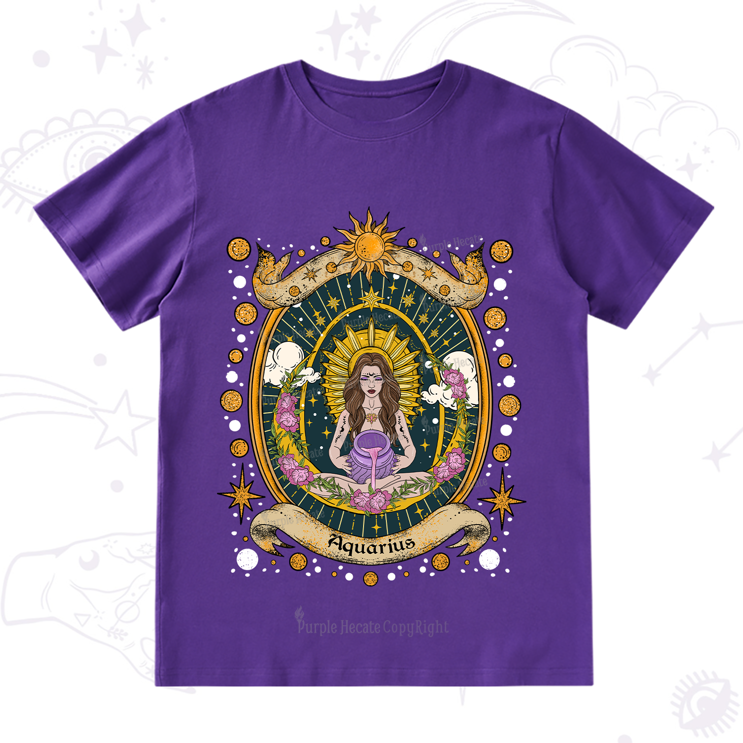 Purplehecate Aquarius Radiance Zodiac T-Shirt