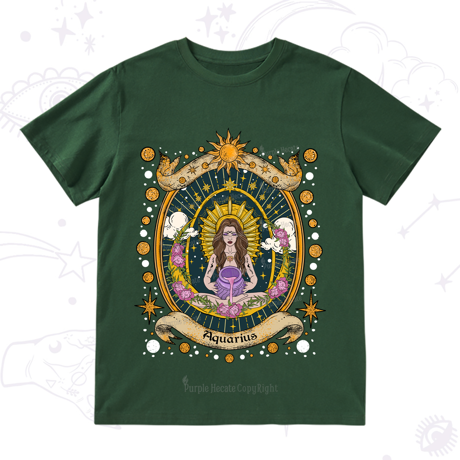 Purplehecate Aquarius Radiance Zodiac T-Shirt