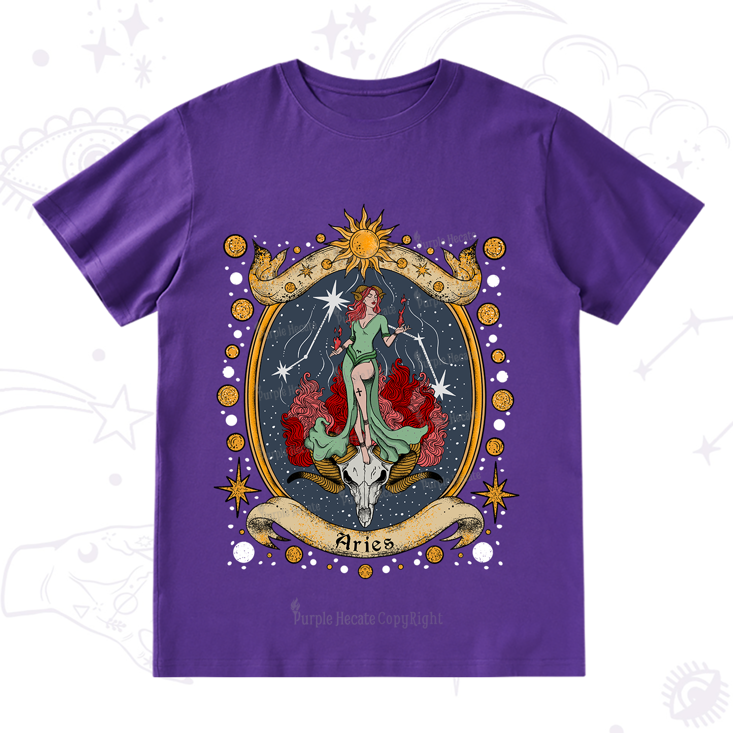 Purplehecate Celestial Aries Zodiac T-Shirt