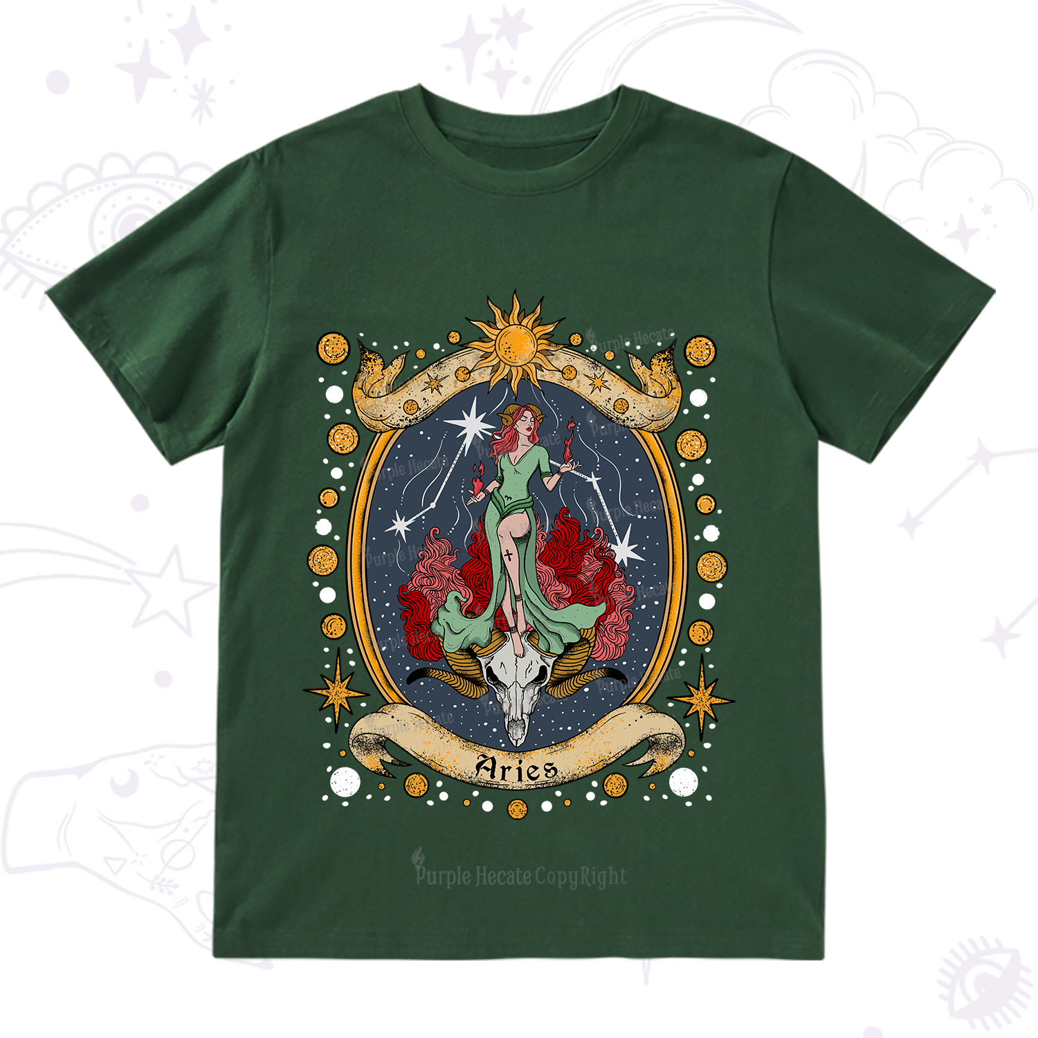 Purplehecate Celestial Aries Zodiac T-Shirt